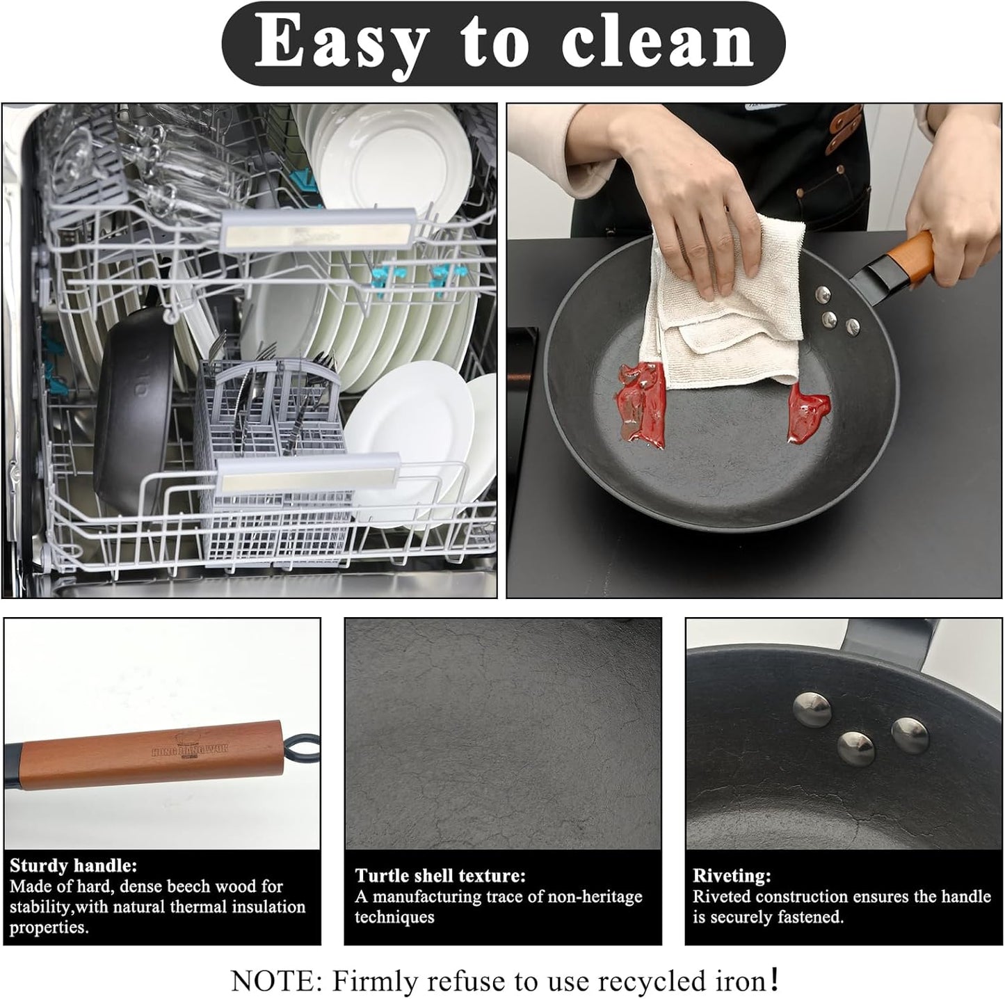 9 Inch Pre-Seasoned Cast Iron Skillet, ICH Technique, Thicker and Taller, Deep Frying Pan with Unique Tortoise Pattern for All Cooktops & Oven Safe