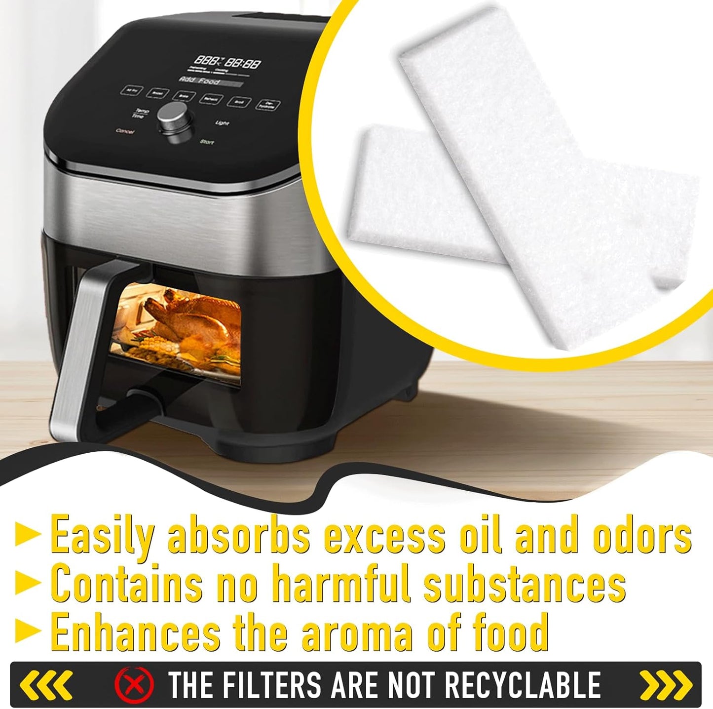 12PCS Air Fryer Filters, Suitable for the Instant Vortex Plus 6 Quart Air Fryer With a Filtration System, Effective at Removing Odors, Compatible With Instant Vortex Air Fryer Accessories