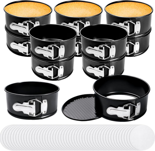 12 Pcs 6 Inch Non Stick Spring form Pan with Stainless Steel Spring Buckles,Round Carbon Steel Cake Mold with Removable Bottom for Baking Kitchens and Restaurants