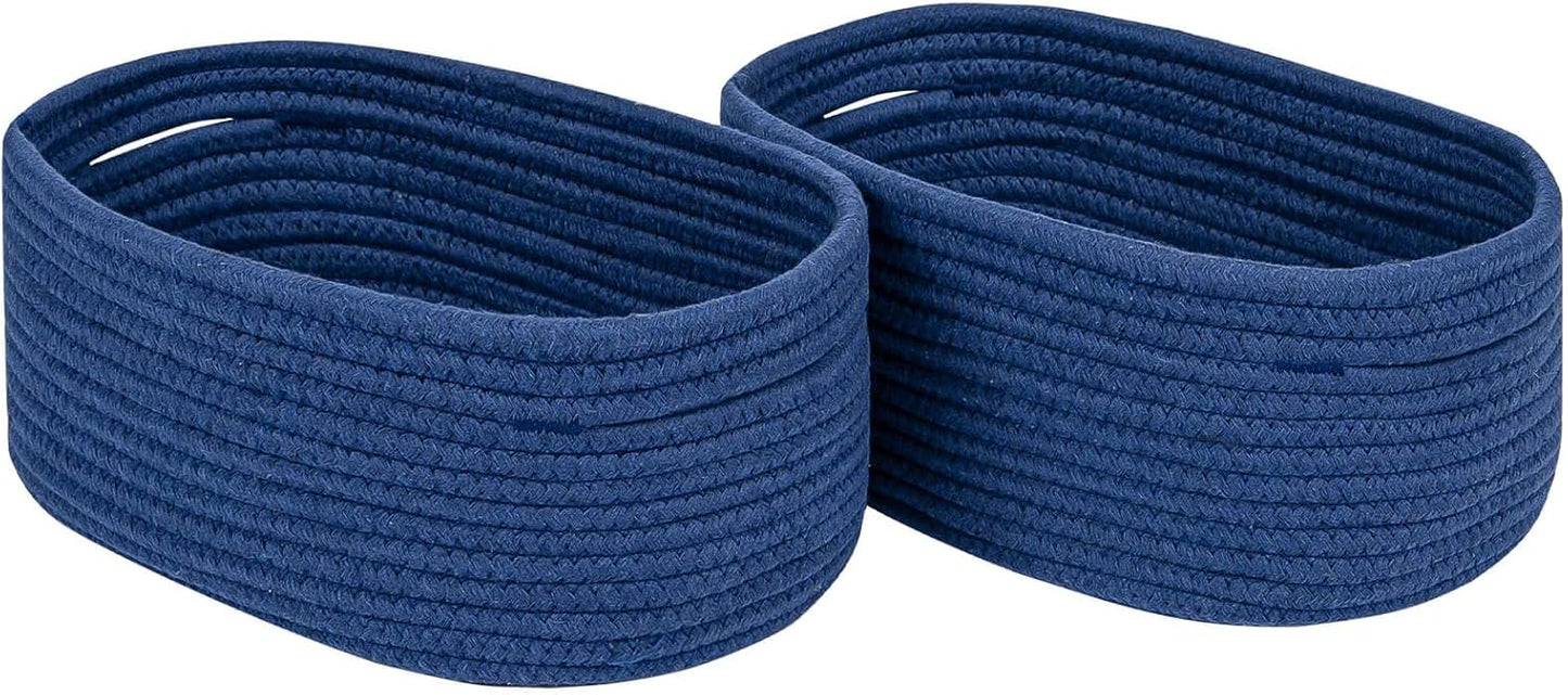 CubesLand Storage Basket, Cotton Rope, Navy Blue, 2 Pack, Organizing/Storage, Closet, Shelves, Decorative