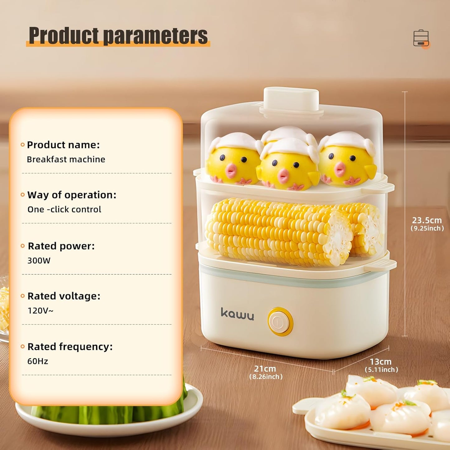 KAWU Double-layer Egg Cooker, Fast Electric Egg Boiler, Small Breakfast Machine, Safe and Easy to Operate, can Accommodate 12 Eggs, Suitable for RV Travel, Steamed Corn and Bread in Hotels