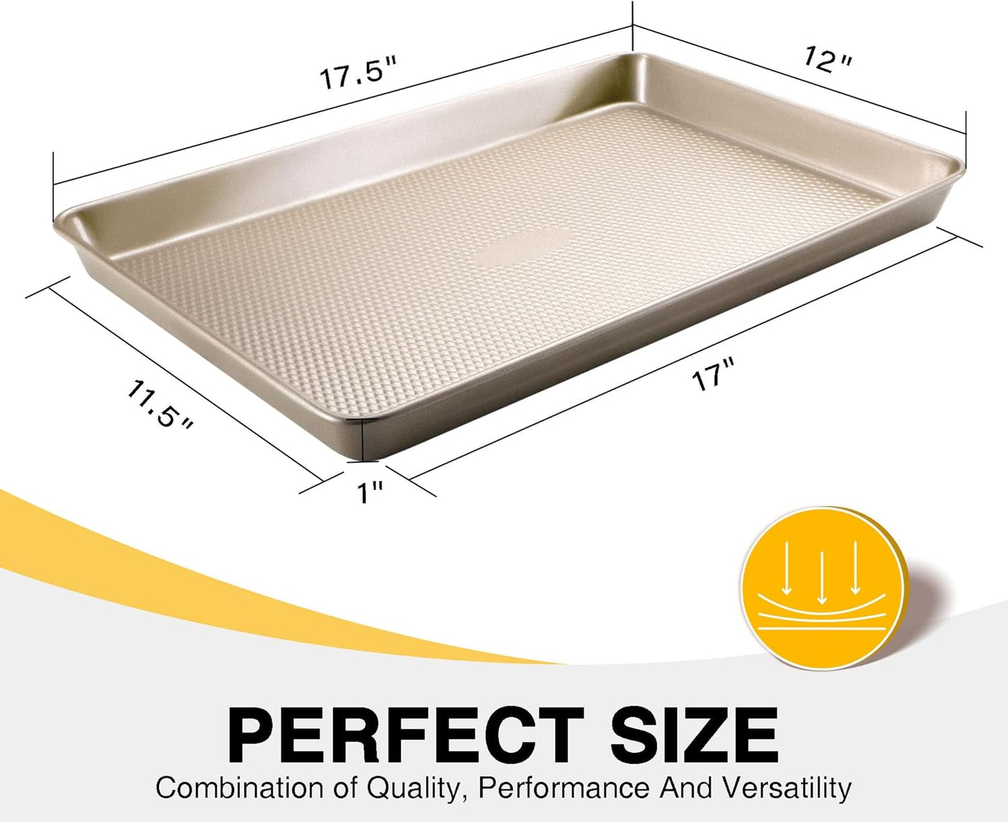 Half Cookie Sheet Pan for Baking - HONGBAKE Nonstick Baking Sheet with Diamond Texture Surface, 57% Thicker Carbon Steel Commercial Cookie Trays for Oven