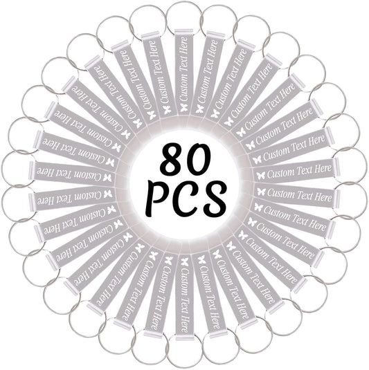 80PCS Personalized Bottle Opener Keychain Bulk Custom Beer Bottle Opener with Logo Text Engraved Wedding Bottle Opener Favors Customized Gifts for Guests Baby Shower Birthday Party-Silver