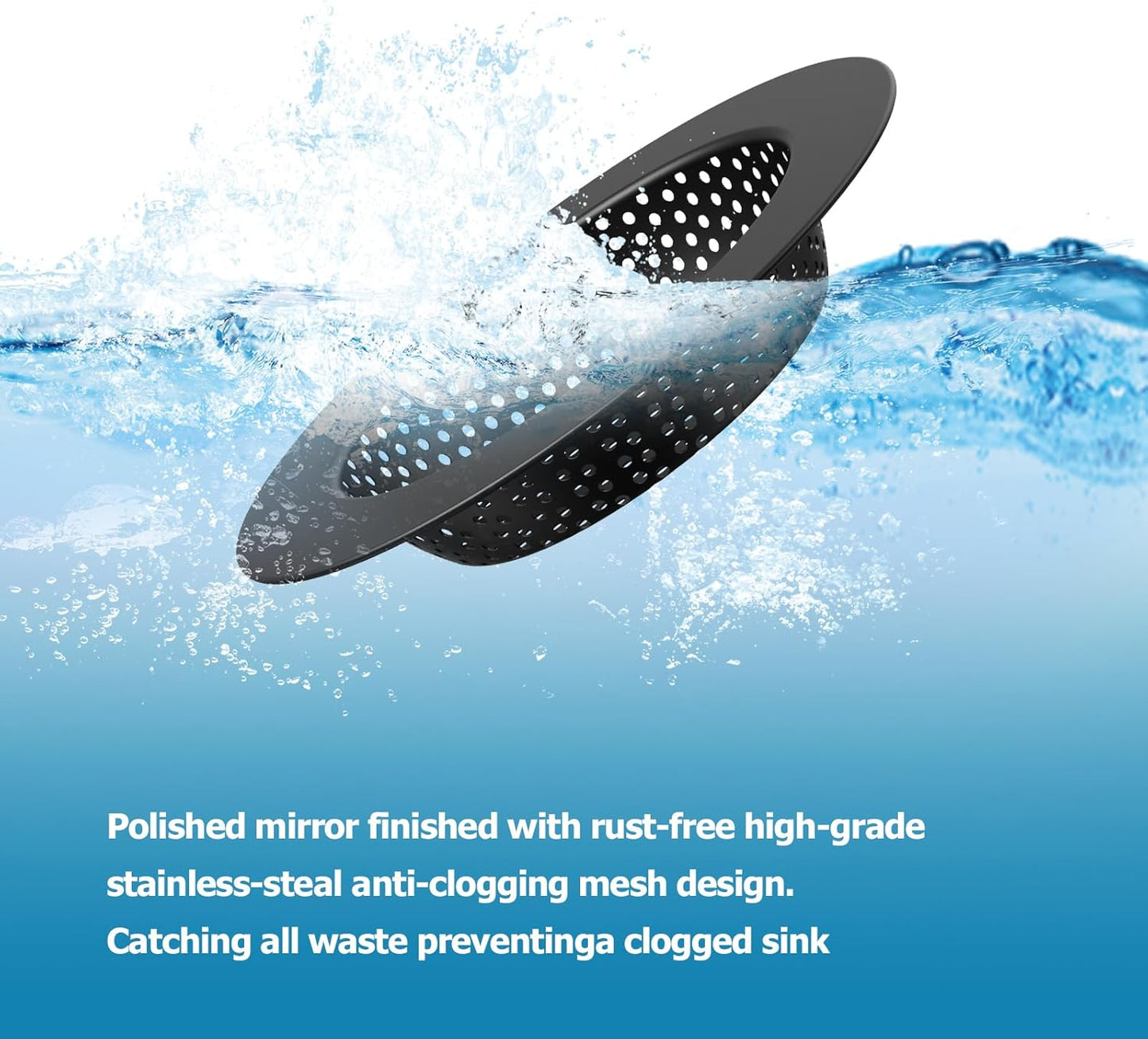 Huntorny 2PCS Kitchen Sink Drain Strainer and Stopper, Drain Catcher and Drain Protector for Kitchen Sink, Plug for Standard 3-1/2 Inch Garbage Disposal Sink Drain Cover