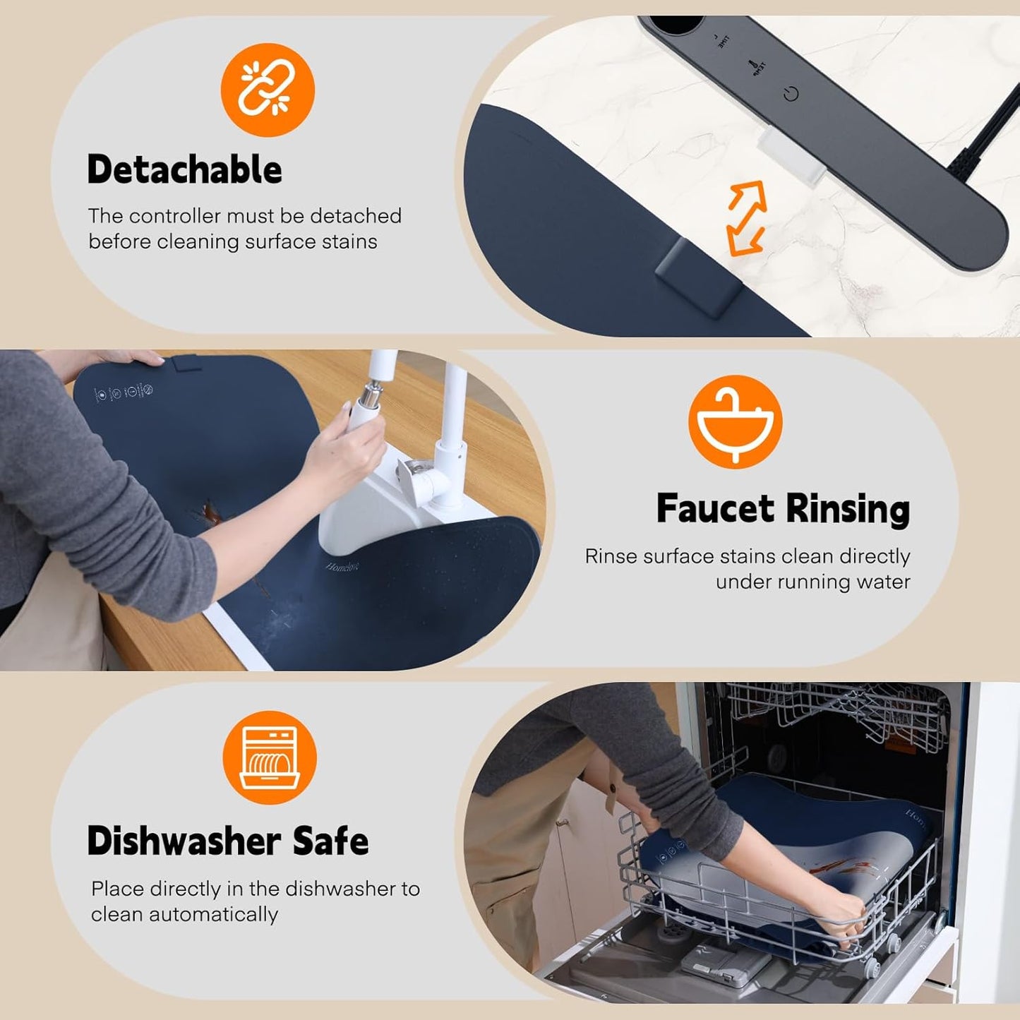 Homelove Food Warming Mat Waterproof - Electric Warming Tray with 6-Level Temperature and Hours Setting, Full Surface Graphene Heating, Dishwasher-Friendly Food Warmer Mat for Parties, Kitchen (Blue)