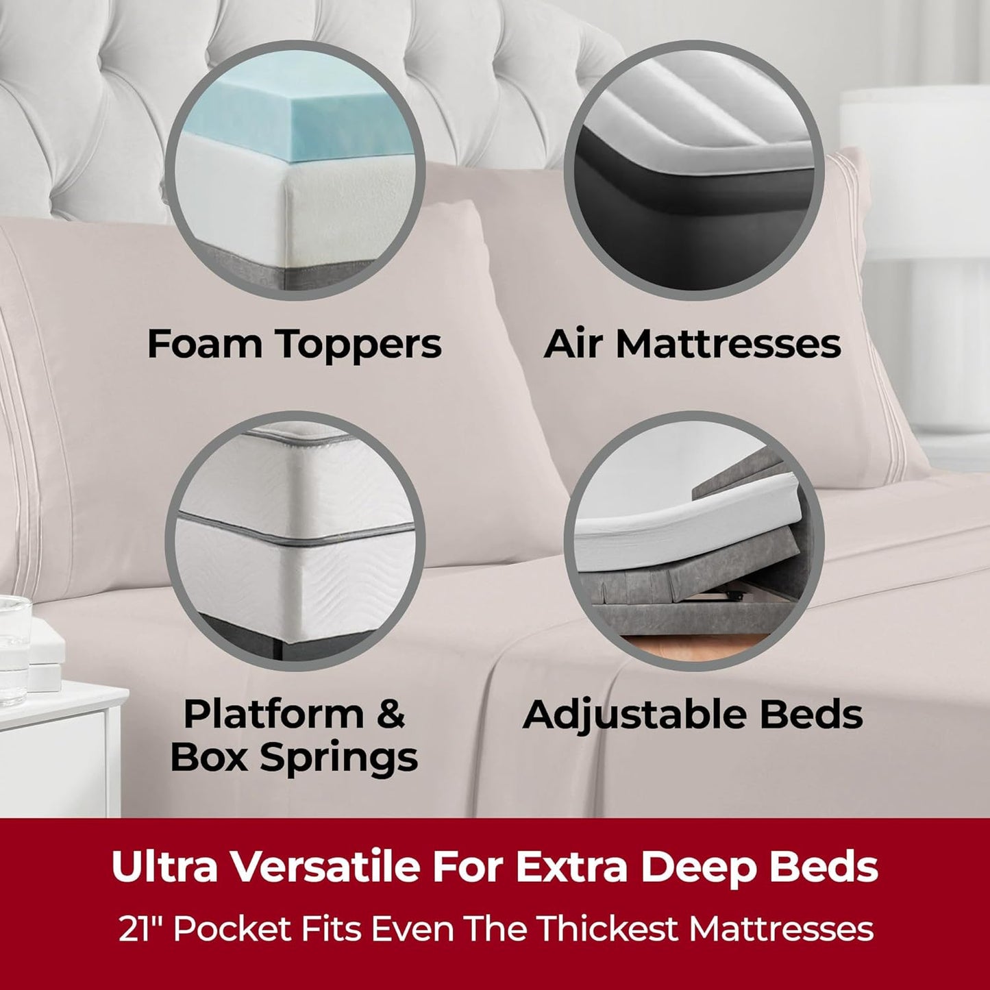 Mellanni Extra Deep Twin XL Sheets - 3 PC Iconic Collection Bedding - Hotel Luxury, Ultra Soft, Cooling Bed Sheets - Wrinkle, Fade, Stain Resistant (Twin Extra Long, Tan)