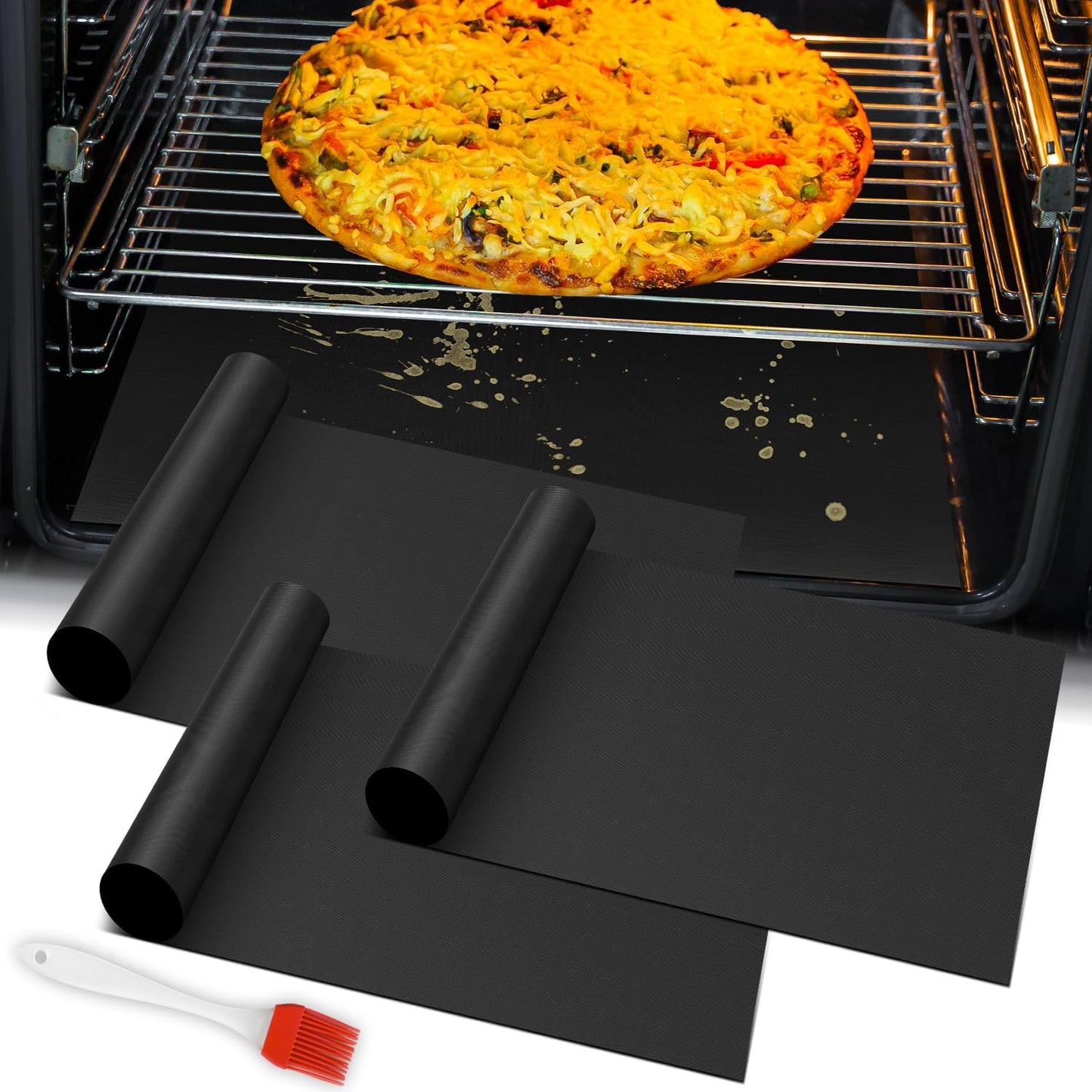 Oven Liners for Bottom of Electric Gas Oven - 3Pack Large Heavy Duty Oven Mat, Non-Stick Oven Floor Protector Liner, Reusable Heat Resistant Stovetop Air Fryer Grill Baking Mat Easy to Clean 23"x15.7"