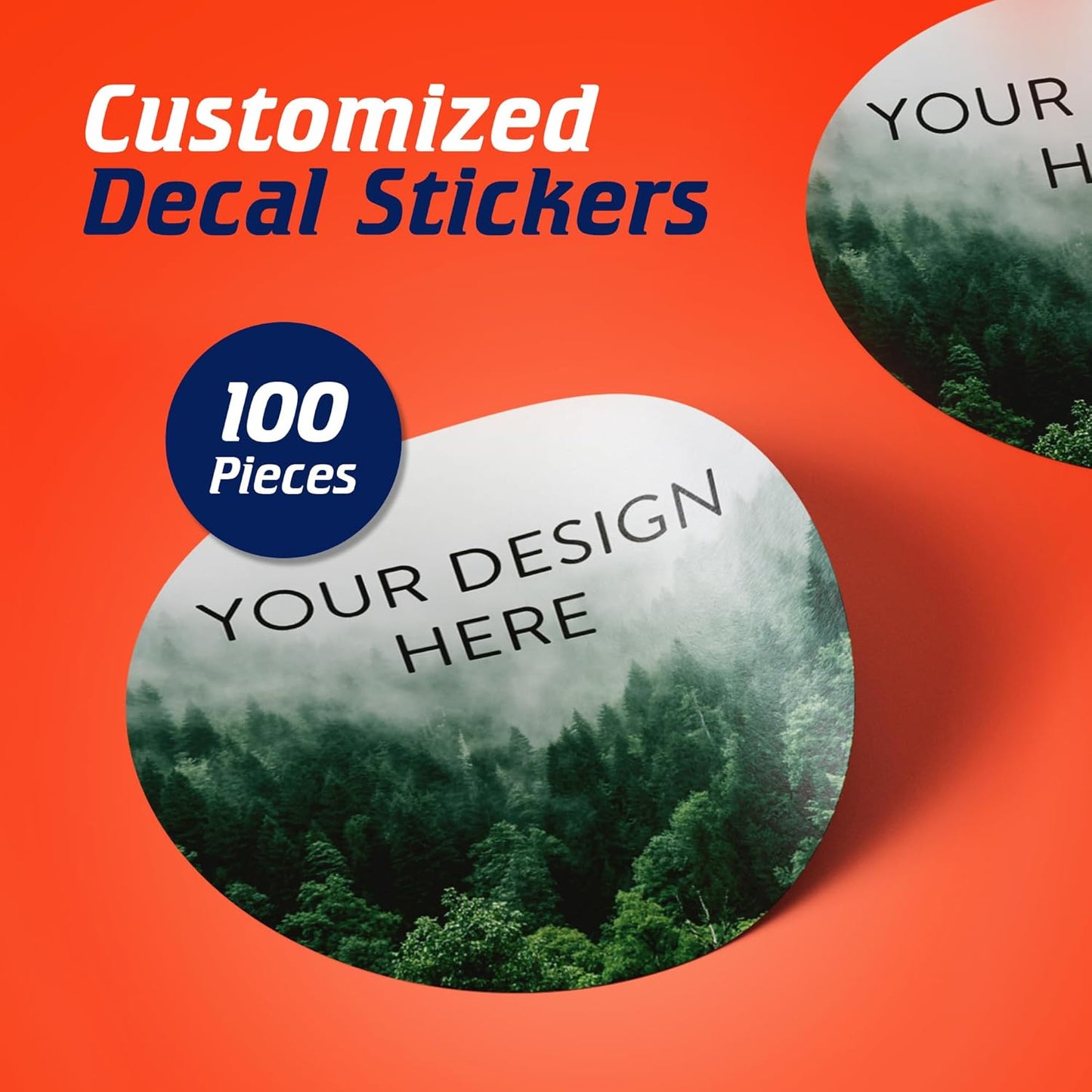 100 Custom Vinyl Stickers - Upload Your own Image, Text, Design, Logo - Personalized Logo Labels for Handmade, Packaging, Bottle, Jars, Candle, Brand Stickers (Foggy Valley, 1.5x1.5)
