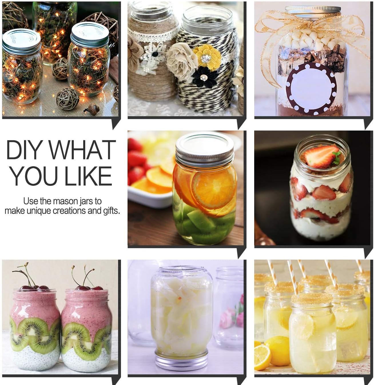 KAMOTA Mason Jars 16 OZ With Regular Lids and Bands, Ideal for Meal Prep, Jam, Honey, Wedding Favors, Shower Favors, Baby Foods, DIY Spice Jars, 12 PACK, 20 Whiteboard Labels Included