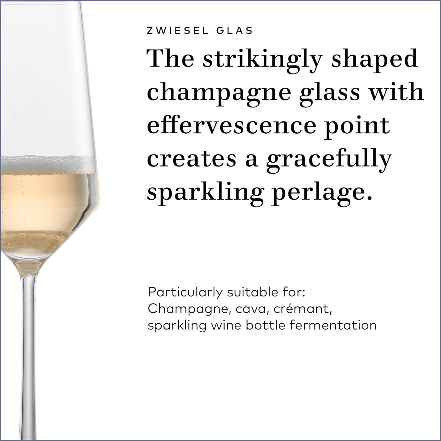 ZWIESEL GLAS Pure Champagne Glass (Set of 6), Champagne Flutes with Effervescent Point, Dishwasher-Safe Tritan Crystal Glasses, Made in Germany (10 Ounce)