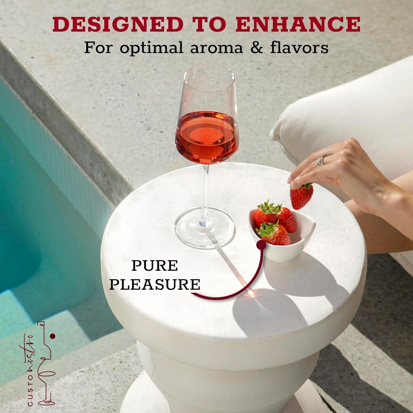 Gusto Nostro Crystal Wine Glasses Set of 2, 13.5 Oz Long Stem Modern Wine Glasses for White and Red Wine, Dishwasher Safe, Fancy, Elegant, Large and Tall Wine Glass for Wedding Christmas Anniversary