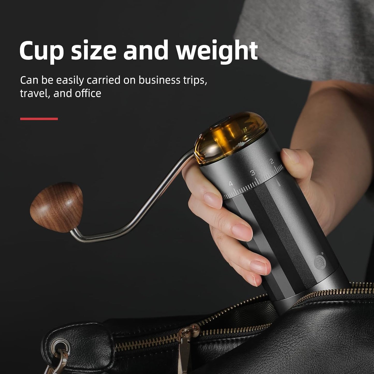 Manual Coffee Grinder, Z5 Hand Coffee Grinder with 25g Capacity External Adjustable Knob, Manual and Electric Dual Mode grinder, Espresso, Mocha, Pour-over, French Press Gray