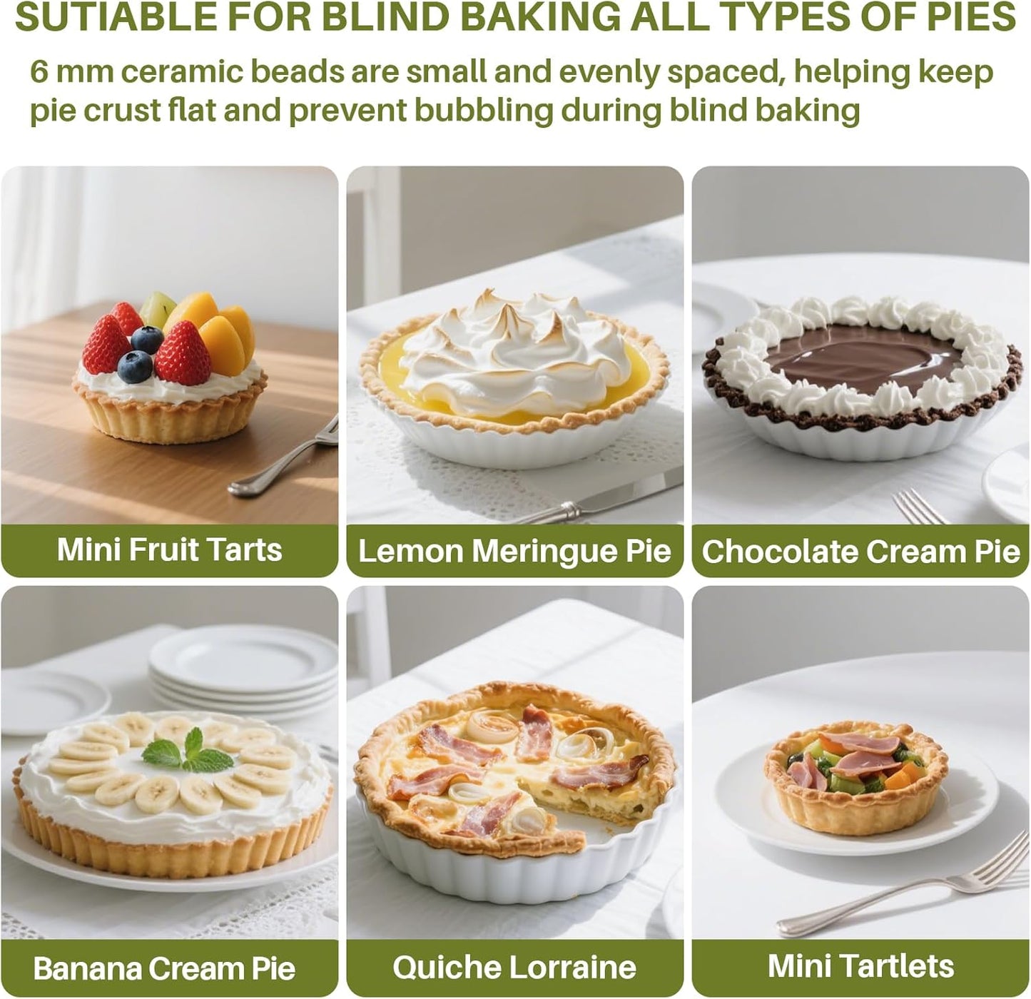 Sukh Pie Weights for Baking - 0.92LB Pie Crust Weights Ceramic Baking Beans for Blind Reusable Natural Ceramic Stoneware Homemade Kitchen Must Have Round Household Steam Oven Stone,0.24 Inch