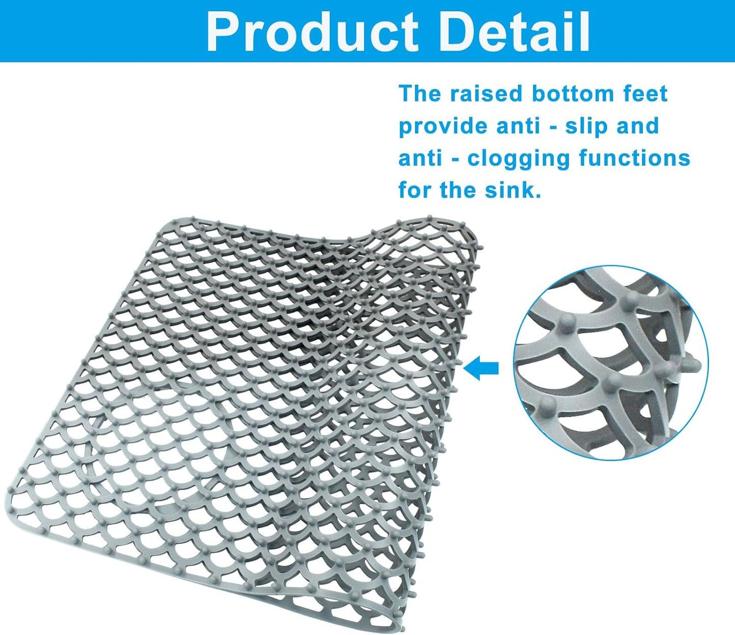 1 Pack Silicone Sink Mat, Non-Slip Kitchen Sink Protectors, Heat Resistant Mat, Easy Clean for Kitchen All Homeowners