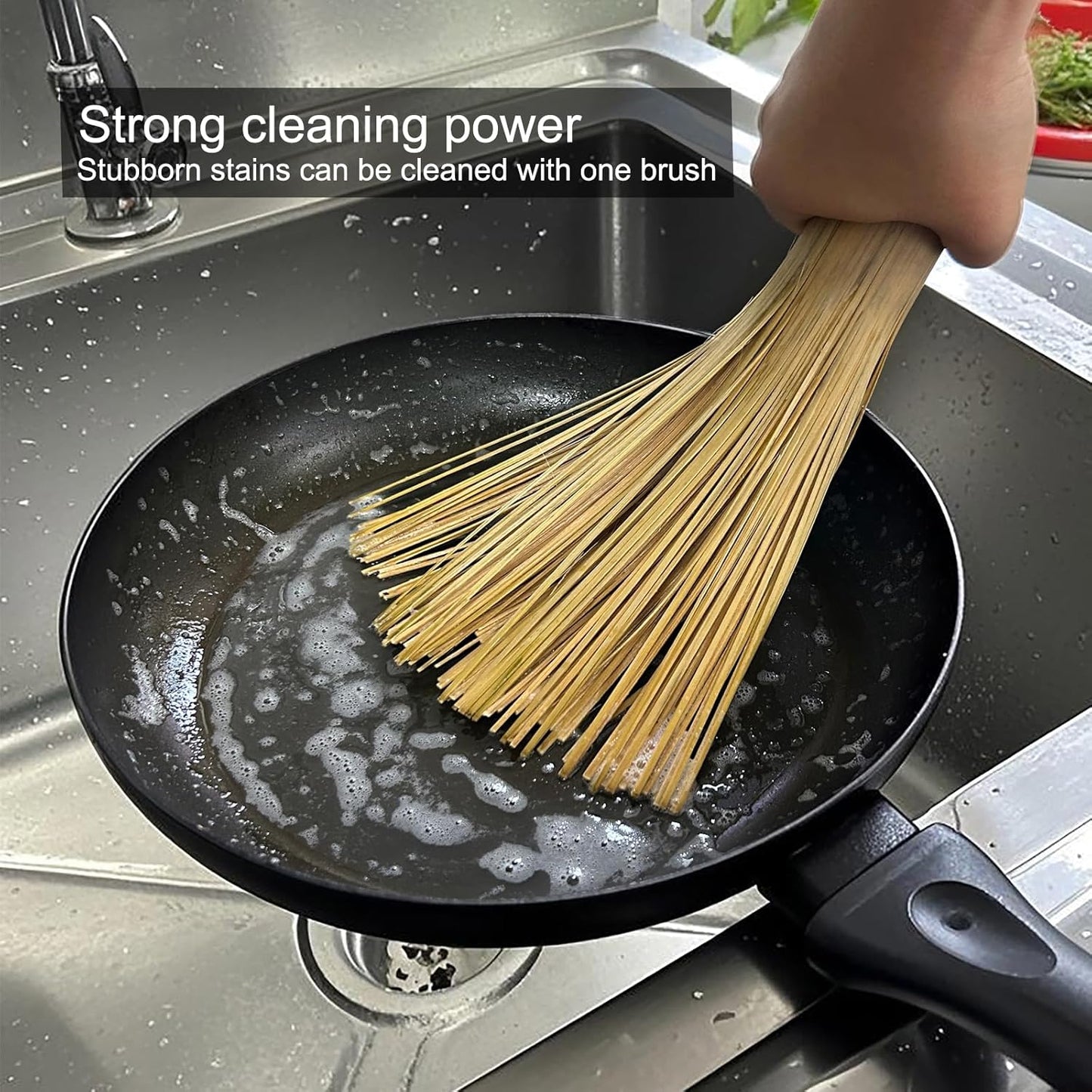 2 Pack Handmade Bamboo Wok Brush,Wok Cleaning Brush for Carbon Steel and Cast Iron,Bamboo Brush for Wok Cleaner,Kitchen Scrubbing Brush for 9" Wok,Dish Brush with Handle,Wok Scrubber Accessories