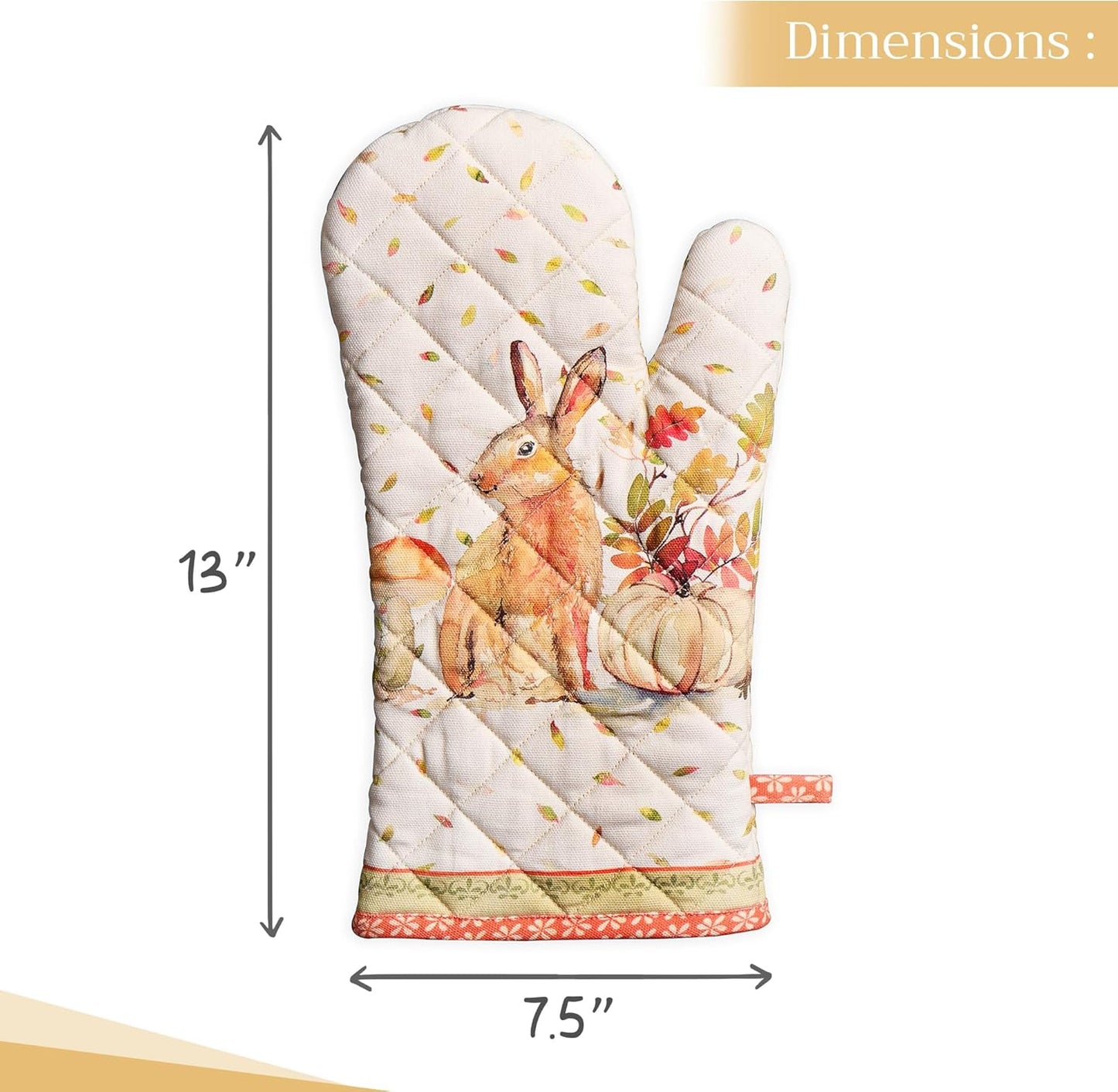 Maison d' Hermine Oven Gloves 100% Cotton Oven Mitt 7" x 13" with Loop Heat Resistant, BBQ, Cooking Gloves, Baking, Grilling, Kitchen, Handling Hot Pans (Pack of 1, Pumpkin Passion)