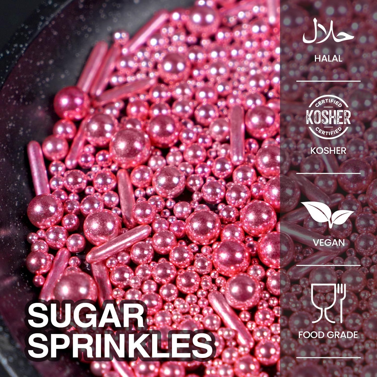 Rose Gold Pearl Rods Sprinkles, Baking Sprinkles for Cake Decorating, Mix Size Sugar Candy For Donut, Cupcake Topper, New Year, Holiday, Wedding Party Supplies, 150g/5.29oz