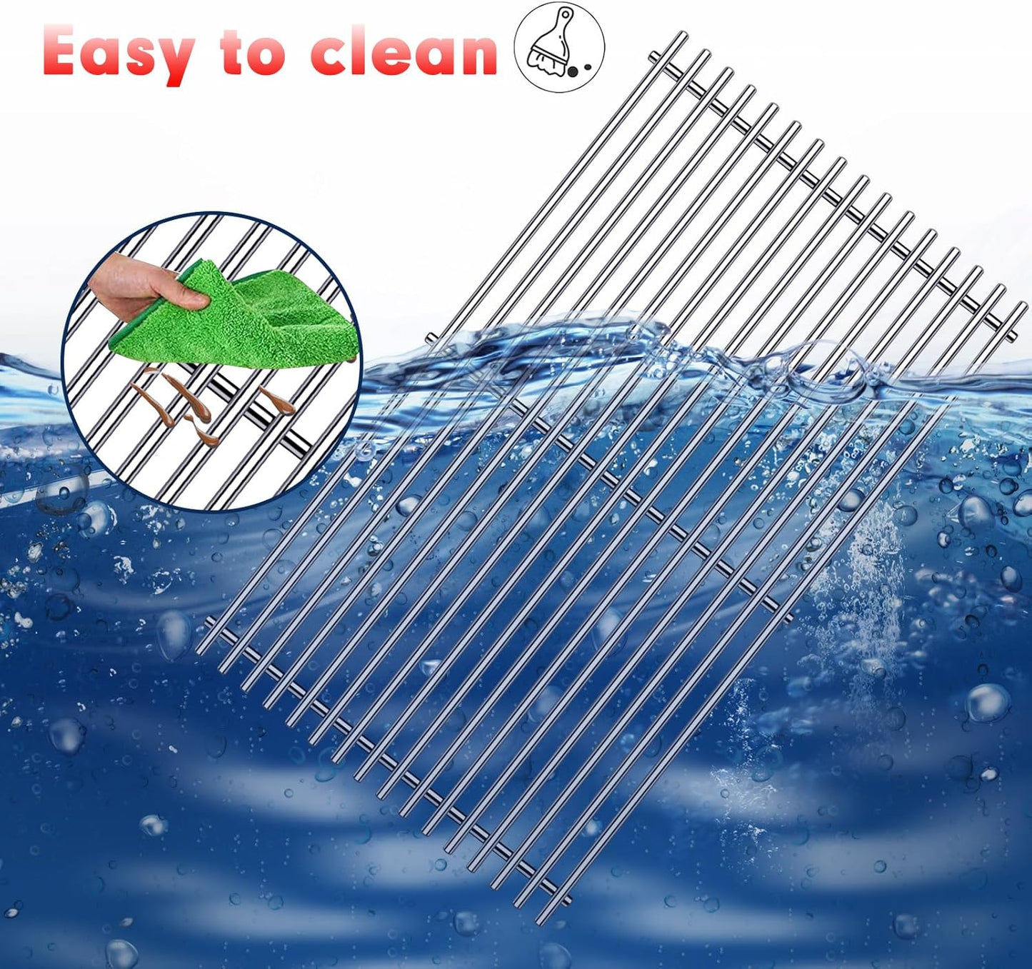 Grill Grates Flavorizer Bars Parts for Weber Genesis II E-410, S-410, Genesis II LX E-440, S-440, Weber 66089, 66097, 66041, 66033, 66796, Stainless Steel Porcelain Grids Heat Plate Deflectors