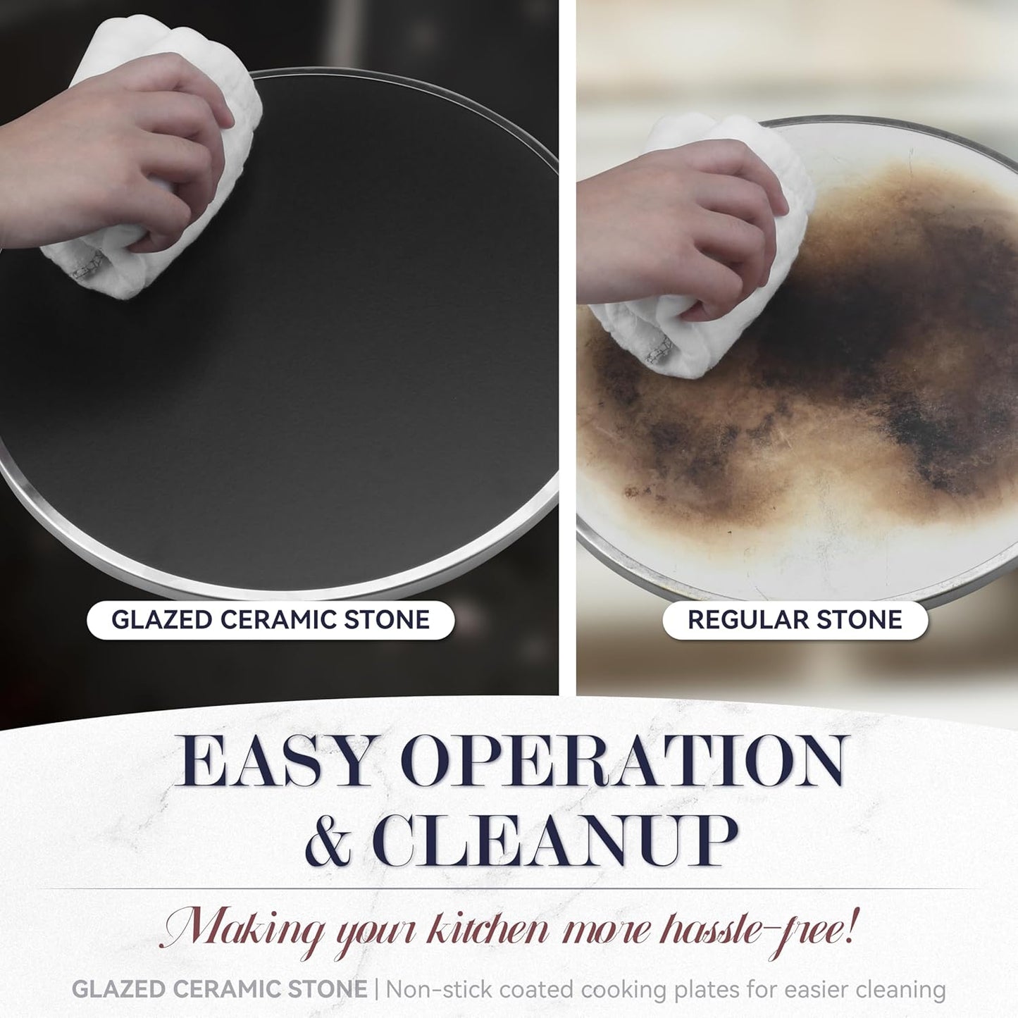 Baker's Friend Electric Pizza Oven Indoor Countertop, 12 Inch Maker Machine for Home, Cooker & Grill, Premium Glazed Ceramic Stone Oven, Creamy White