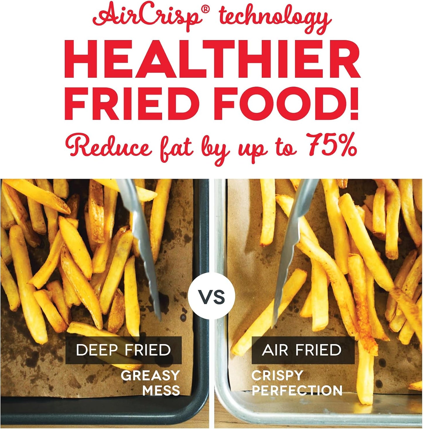 Dash Deluxe Electric Air Fryer + Oven Cooker with Temperature Control, Non-stick Fry Basket, Recipe Guide + Auto Shut Off Feature, 1700-Watt, 6 Quart - White