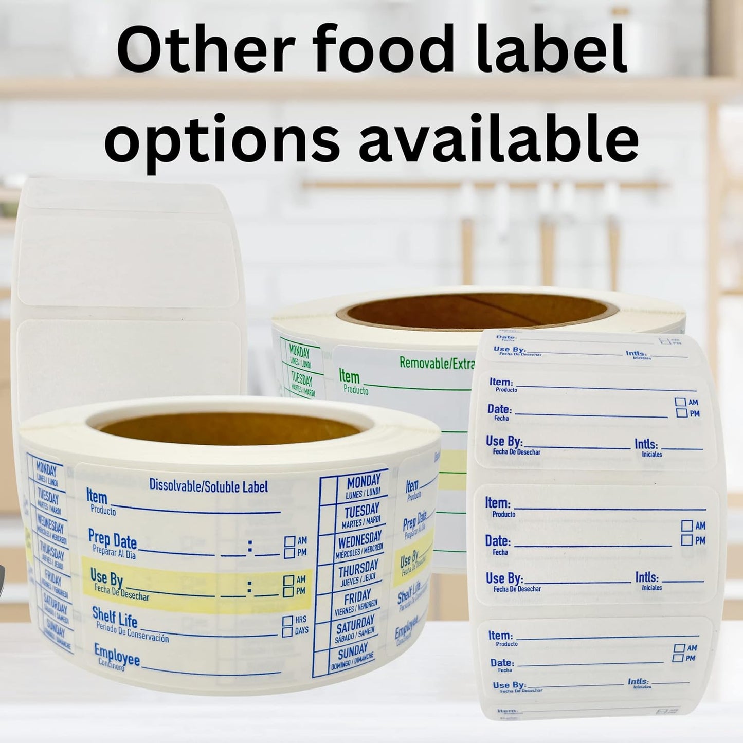 2x1 Removable Food Labels for Containers, 1000 Freezer Food Labels Stickers, Bottle Labels for Storage Bins, Sticker Labels for Food Containers, Removable Labels Easy Peel Off (1000, Green)