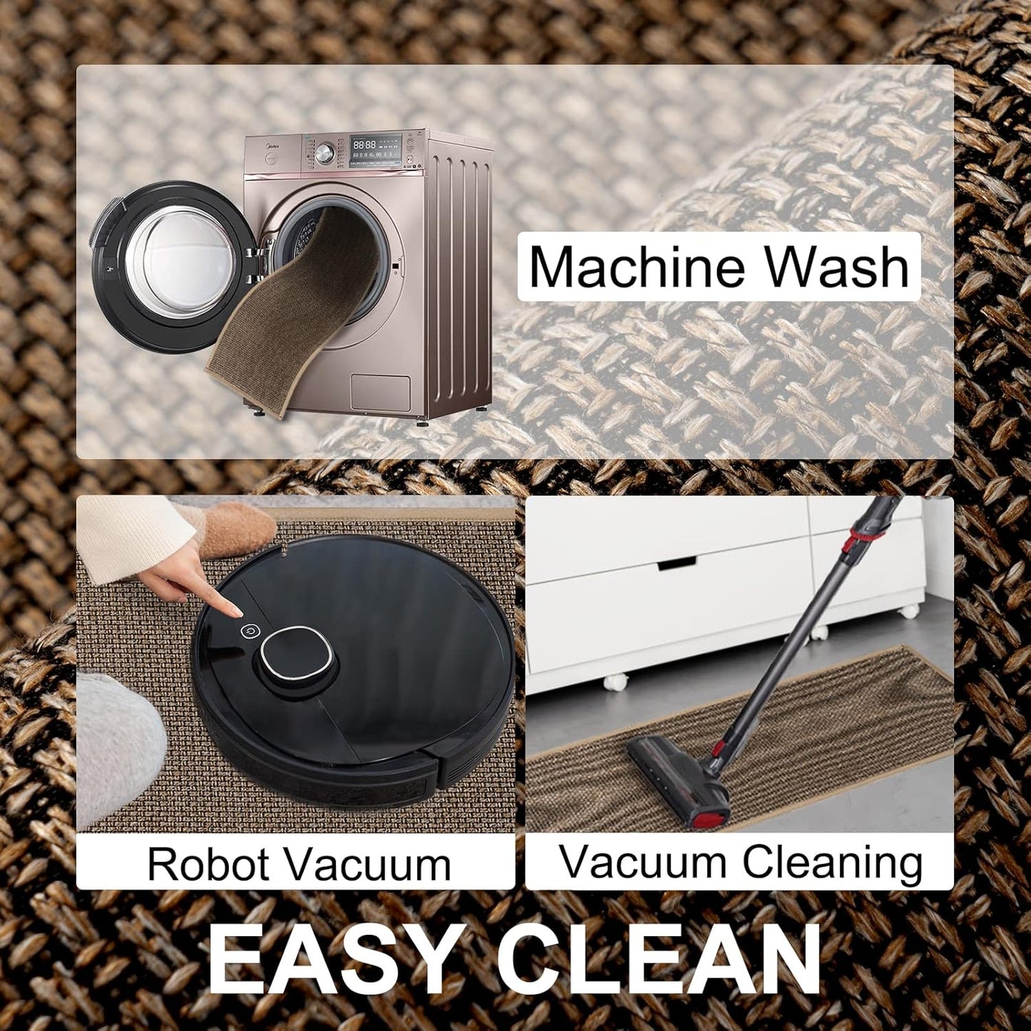 Kitchen Mat Set of 2 PCS, Cushioned Non Slip Rugs for Kitchen Floor, Absorbent Runner Comfort Standing Mats Washable for Kitchen, Office, Home (Brown, 17.3"x30"+17.3"x60")