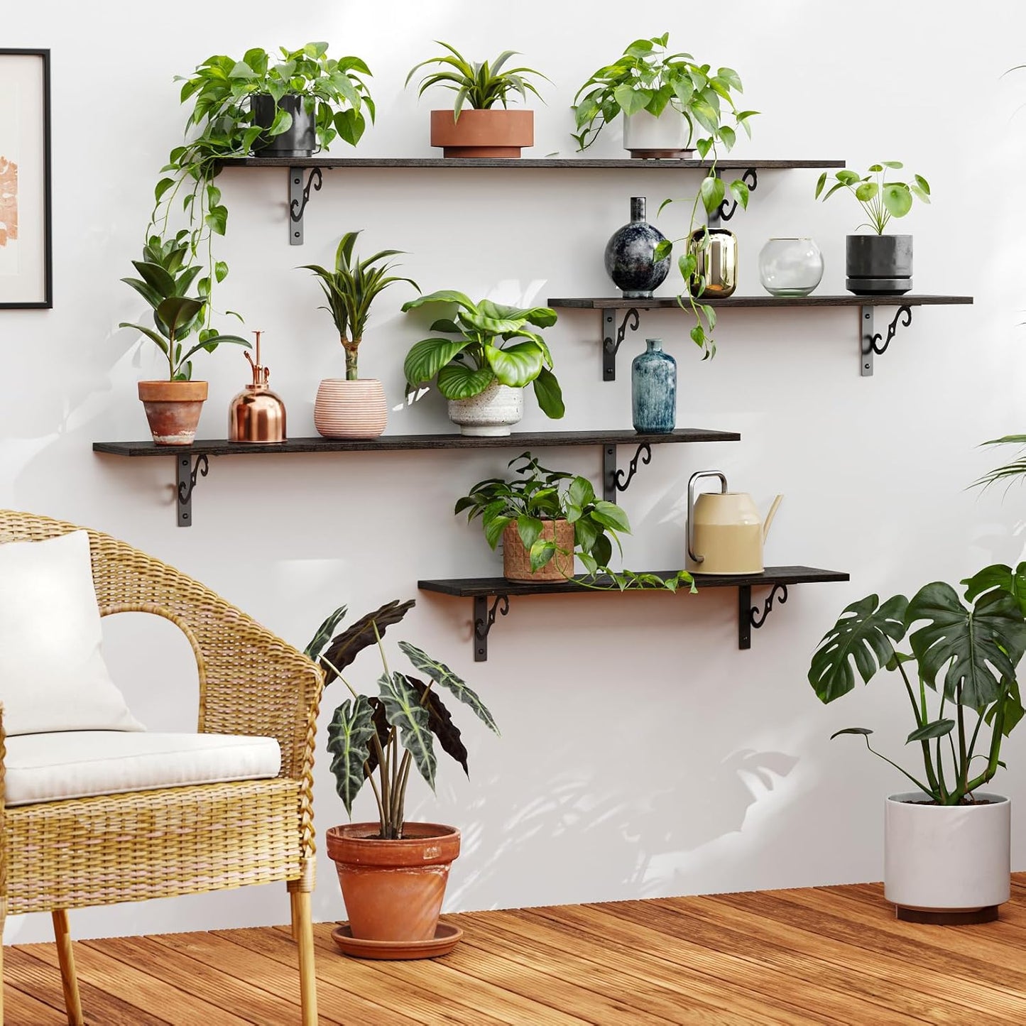 DINZI LVJ Long Wall Shelves, 47.3 Inch Large Floating Shelves Set of 2, Wide Display Shelf Wall Mounted with Brackets, Easy Hanging for Living Room, Toilet, Office, Bedroom, Espresso