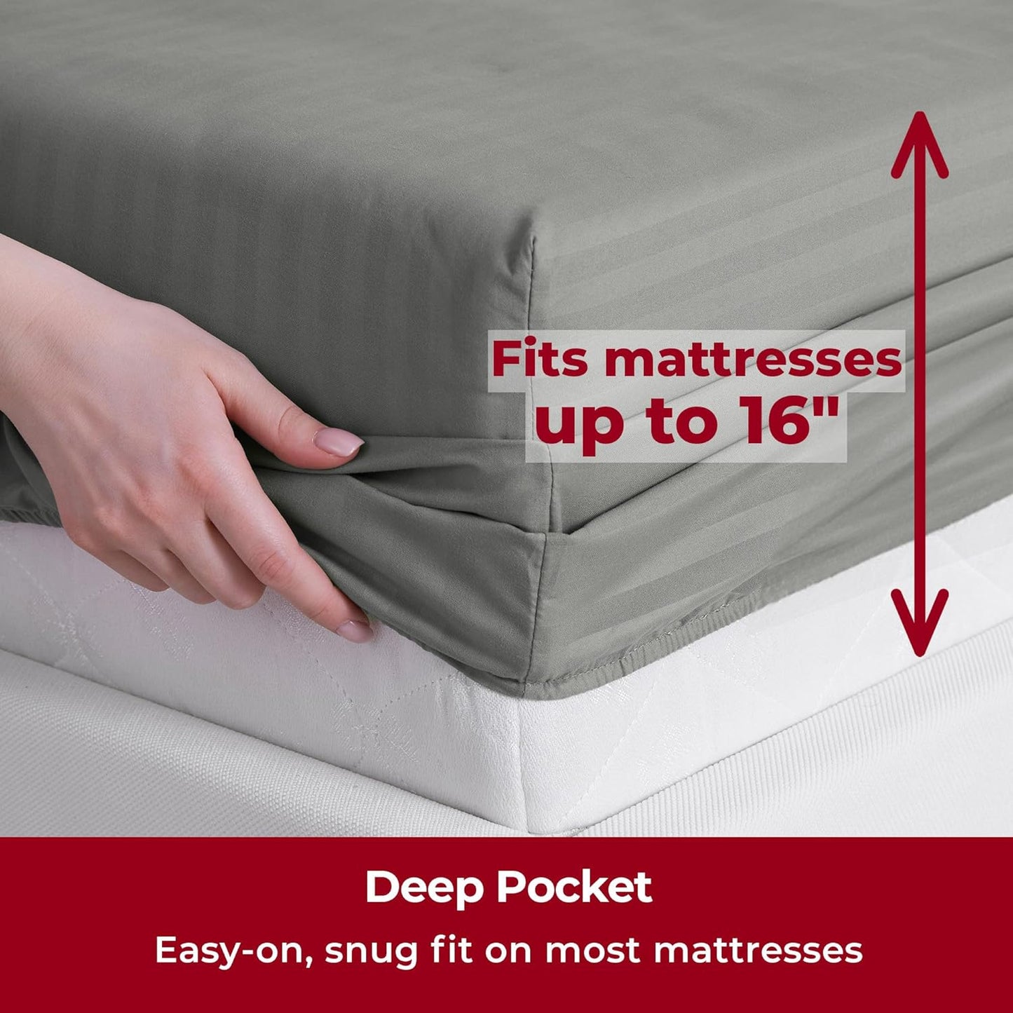 Mellanni Full Sheets Set - 4 PC Iconic Collection Bedding - Hotel Luxury, Extra Soft, Cooling Bed Sheets - Wrinkle, Fade, Stain Resistant (Full, Striped Gray/Silver)