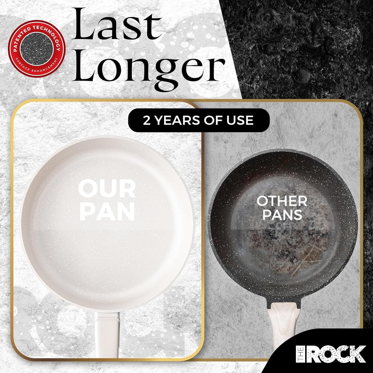 THE ROCK SOHO 4 Qt Nonstick Deep Frying Pan Skillet with Glass Lid, 11 Inch Large Deep Frying Pan, Ceramic Non Toxic Skillet with Heat-Resistant Handle, PFOA & PFAS Free, Oven & Dishwasher Safe, Cream