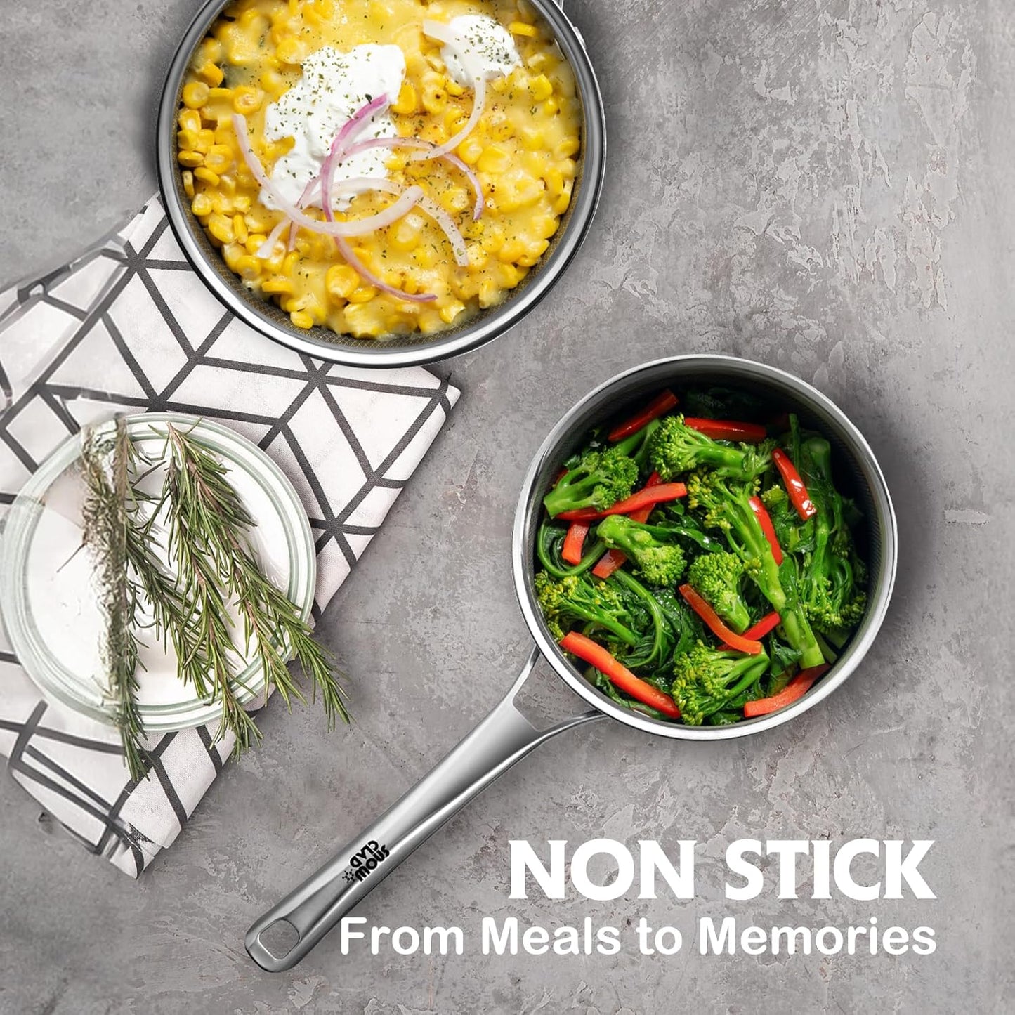 Sauce pan with lid,1.5 Quart & 2.5 Quart & 3.5 Quart Hybrid Nonstick Sauce pans set, Stainless Steel cookware,non stick Pots PFOA Free,Works on Induction,Ceramic and Gas Cooktops