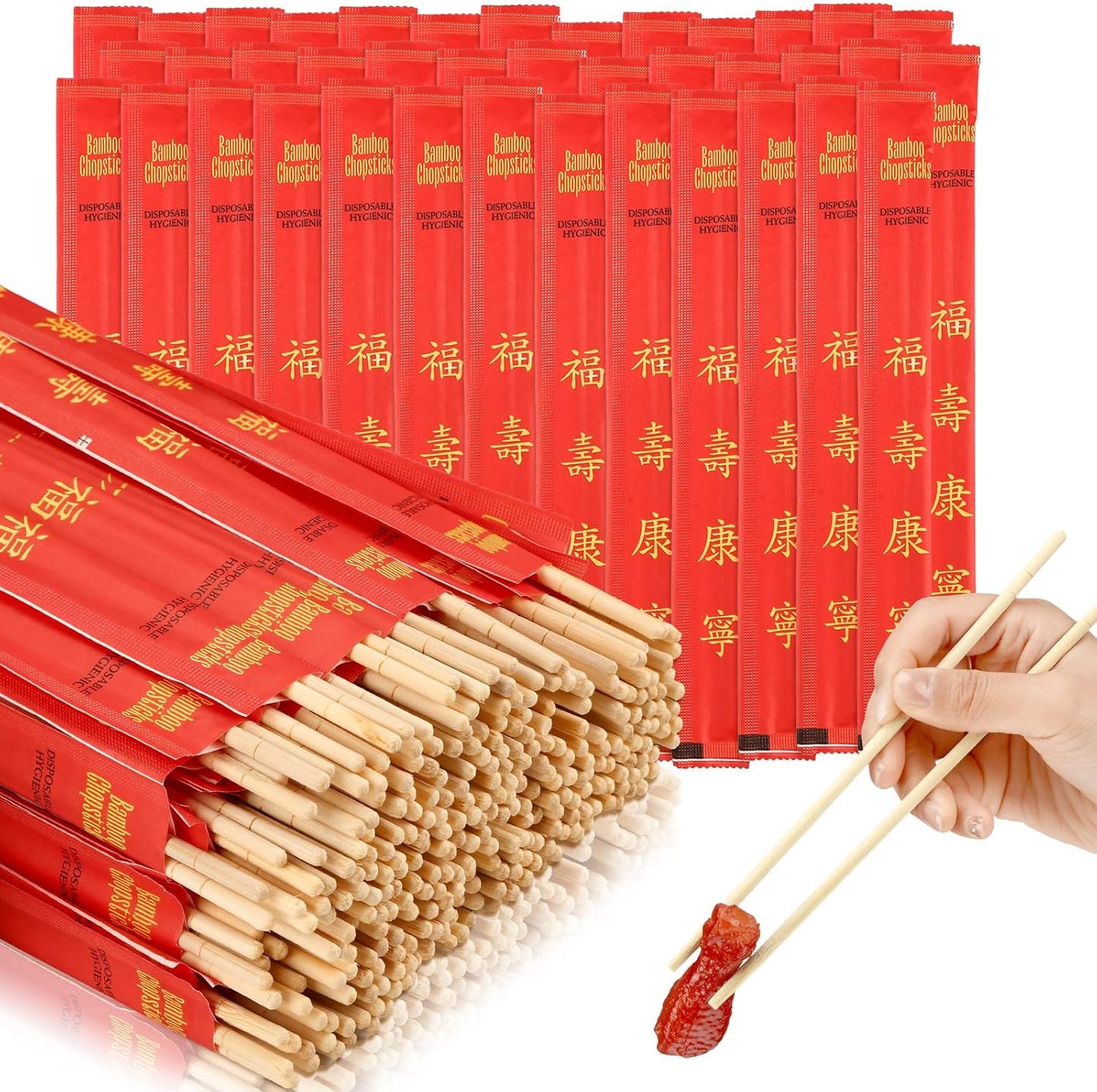 Sabary 1000 Pairs Bamboo Chopsticks Disposable Sleeved and Separated Chop Sticks Quality Chopsticks Disposable UV Treated(Joyous)