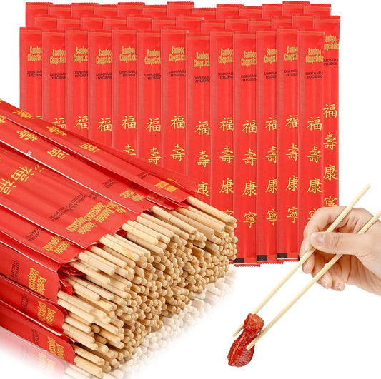 Sabary 1000 Pairs Bamboo Chopsticks Disposable Sleeved and Separated Chop Sticks Quality Chopsticks Disposable UV Treated(Joyous)