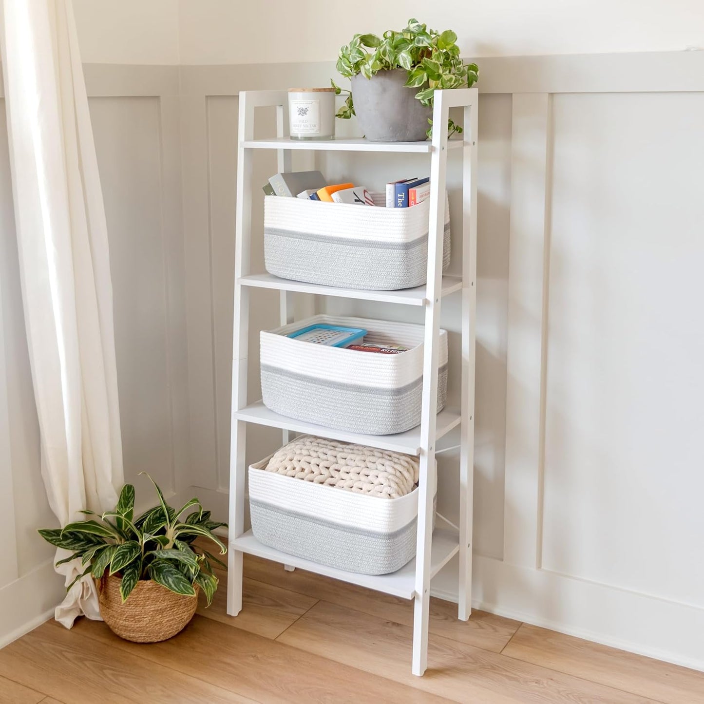 NaturalCozy Storage Baskets 16.8”x13”x7.6” Cotton Rope Woven Baskets for Organizing 3-Pack | Toy Storage Bins | Basket for Shelves, Laundry, Blanket, Clothes, Closet, Kitchen, Bathroom, Gifts