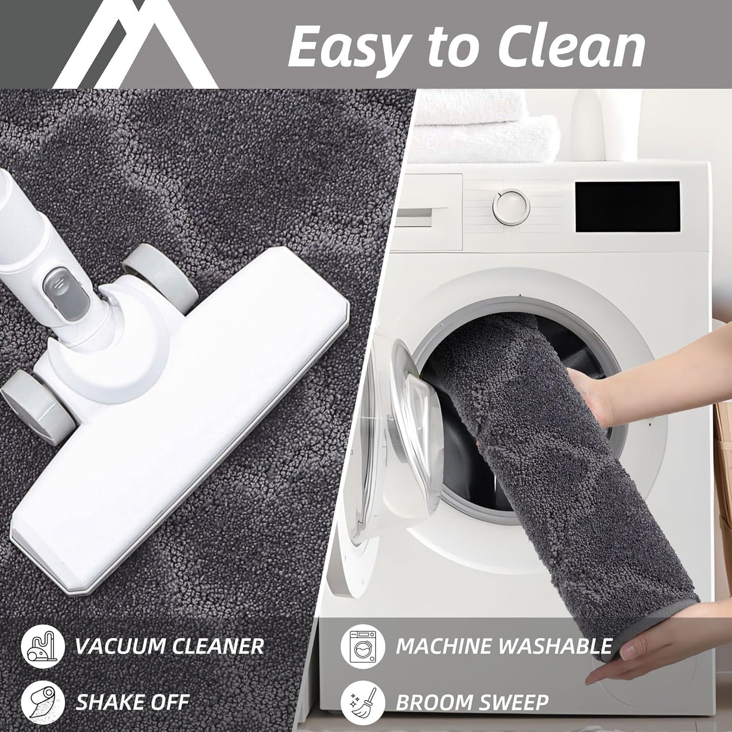 COSY HOMEER Soft Kitchen Floor Mats for in Front of Sink Super Absorbent Kitchen Rugs 20"x59" Non-Skid Standing Mat Washable,Polyester,Dark Grey