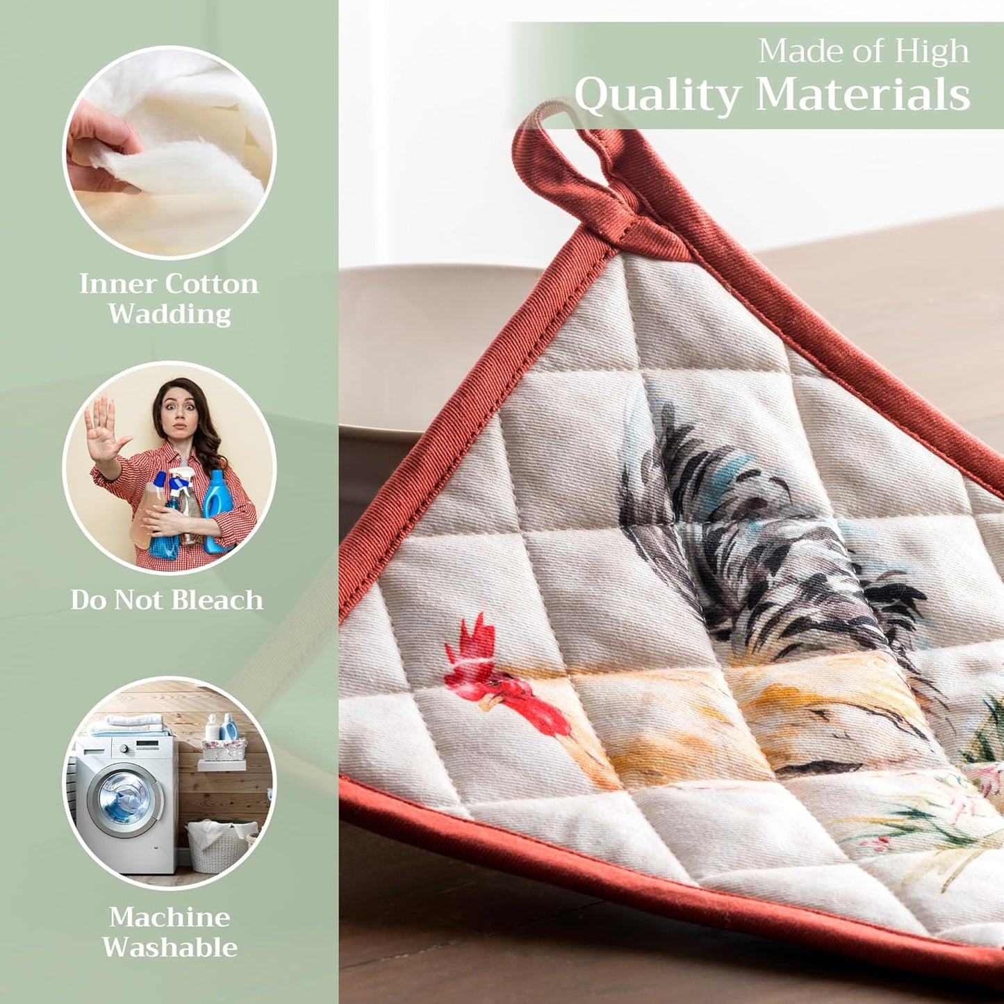 Maison d' Hermine Campagne 100% Cotton Pot Holder, 8 - inch by 8 - inch.