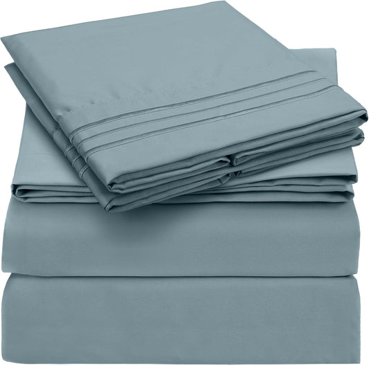 Mellanni Extra Deep Full Sheets - 4 PC Iconic Collection Bedding - Hotel Luxury, Ultra Soft, Cooling Bed Sheets - Wrinkle, Fade, Stain Resistant (Full, Spa Blue)