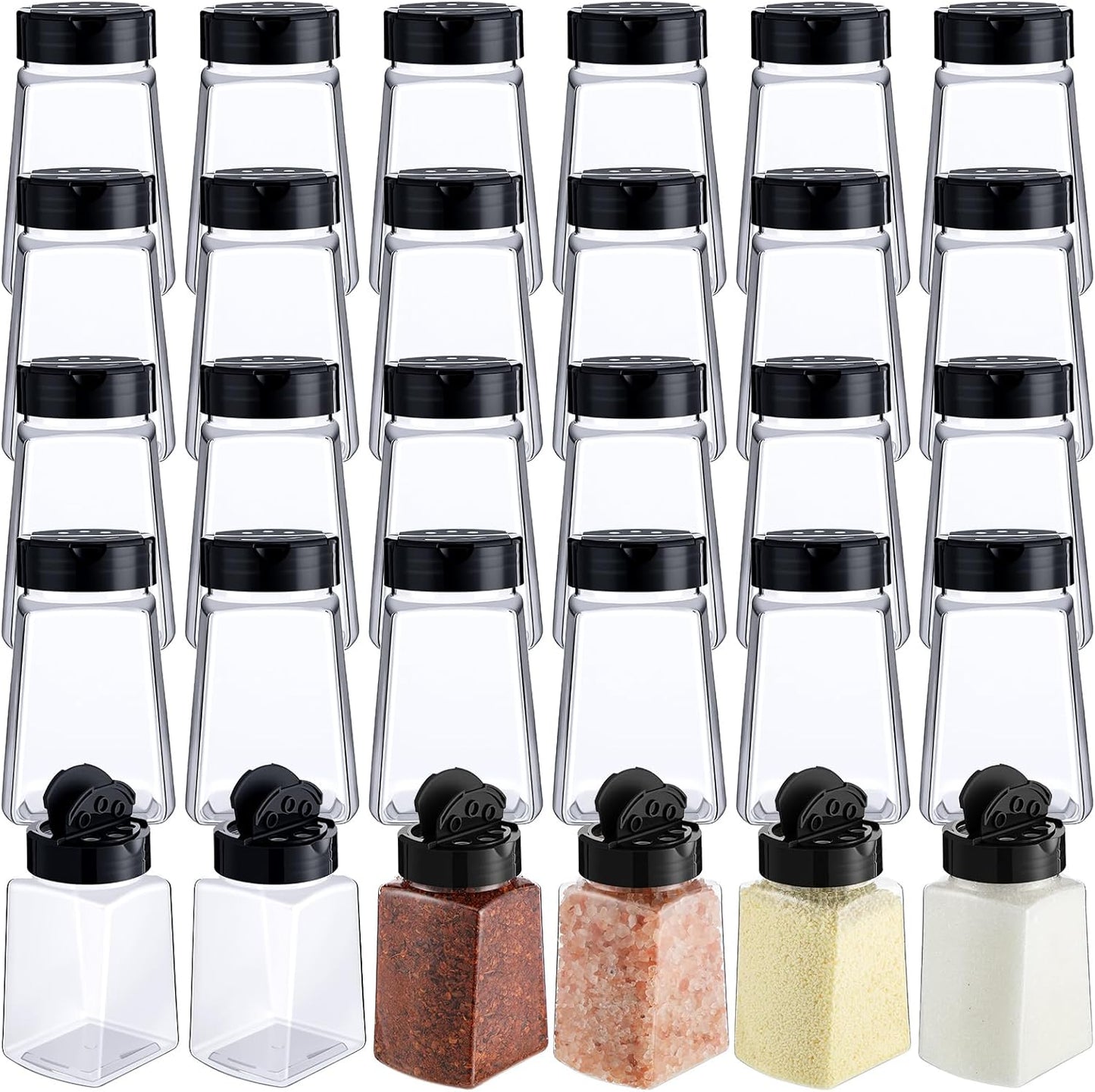 30 Pack Plastic Spice Jars with Shaker Lids Clear Seasoning Containers Spice Bottles for Kitchen Storing Spice Herbs Seasoning Powders(Cuboid,9.3 oz)