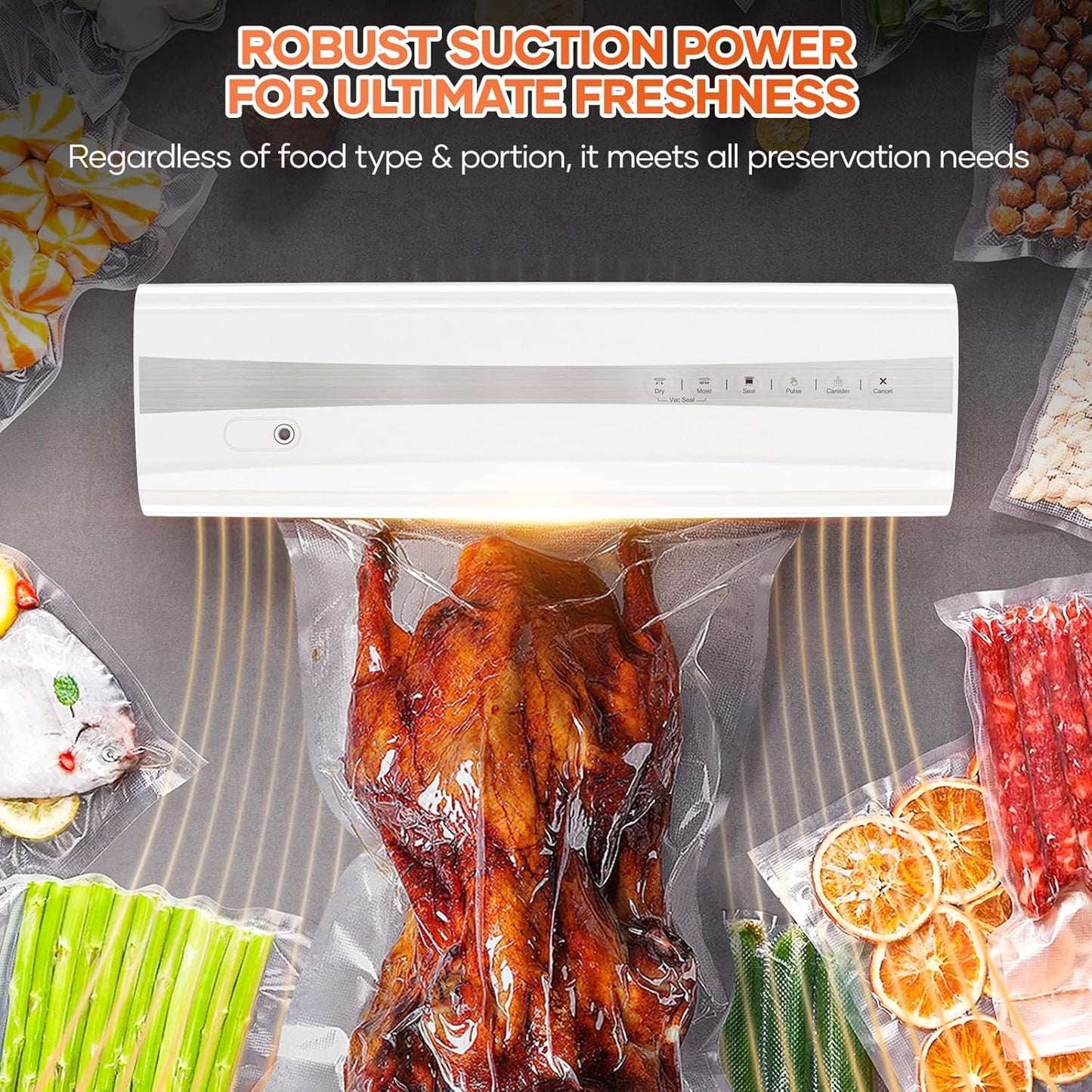 Vacuum Sealer Machine With Vacuum Sealer Bags, Dry/Moist Compact Full Automatic Food Sealer, Air Sealer Machine with Vacuum Seal Rolls, Bag Cutter,