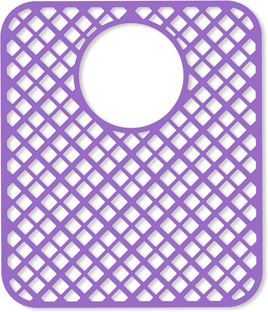 2 Pack Silicone Sink Protectors for Kitchen Sink, Lozenge Pattern 13 x 11 Inches Sink Mat, Non-Slip and Durable Sink Protector Silicone, Rear Drain, Purple