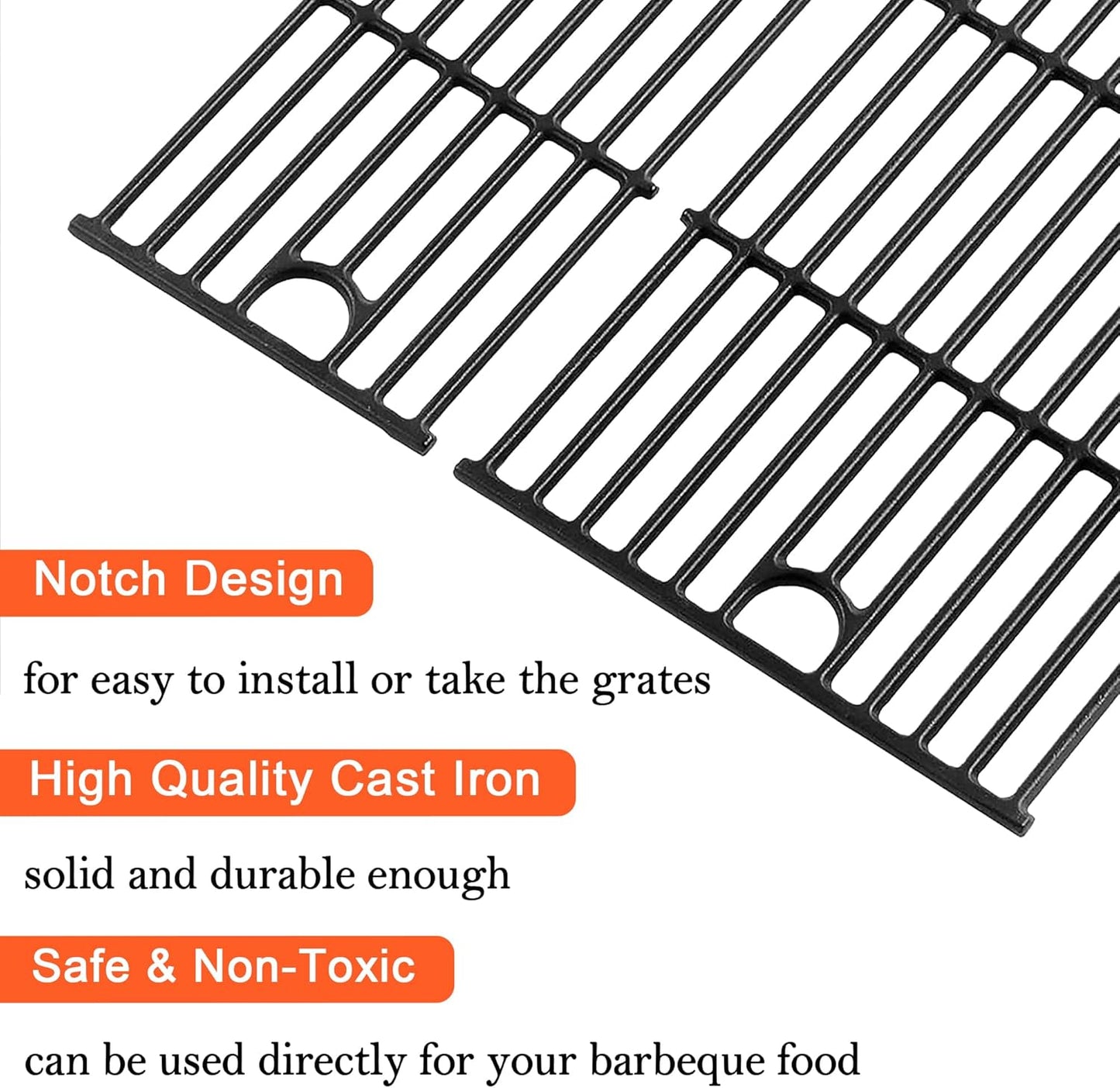 DELSbbq 17" Grill Grates for Charbroil Performance 6 Burner 463228622 463229021 463229521 463229521B 463284422, Cooking Grids for Charbroil Grills, Replacement Parts for G426-0005-W1, Cast Iron