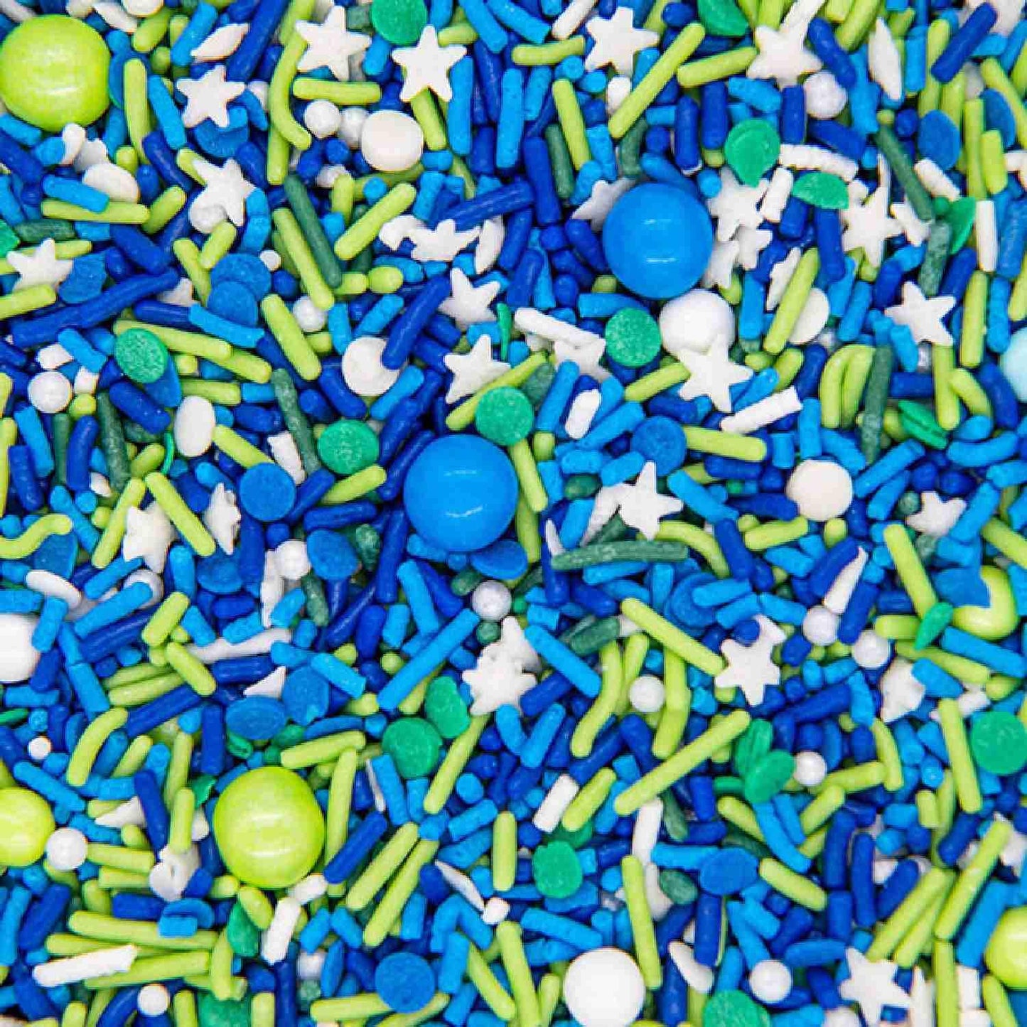 Sprinkles for Cake, Cookie, Cupcake Decorating, and Baking - Fancy Edible Cake Sprinkles and Toppings in Navy Jimmies, Green Nonpareils, Blue Sugar Crystal, and Lime Sugar Pearl for Donuts