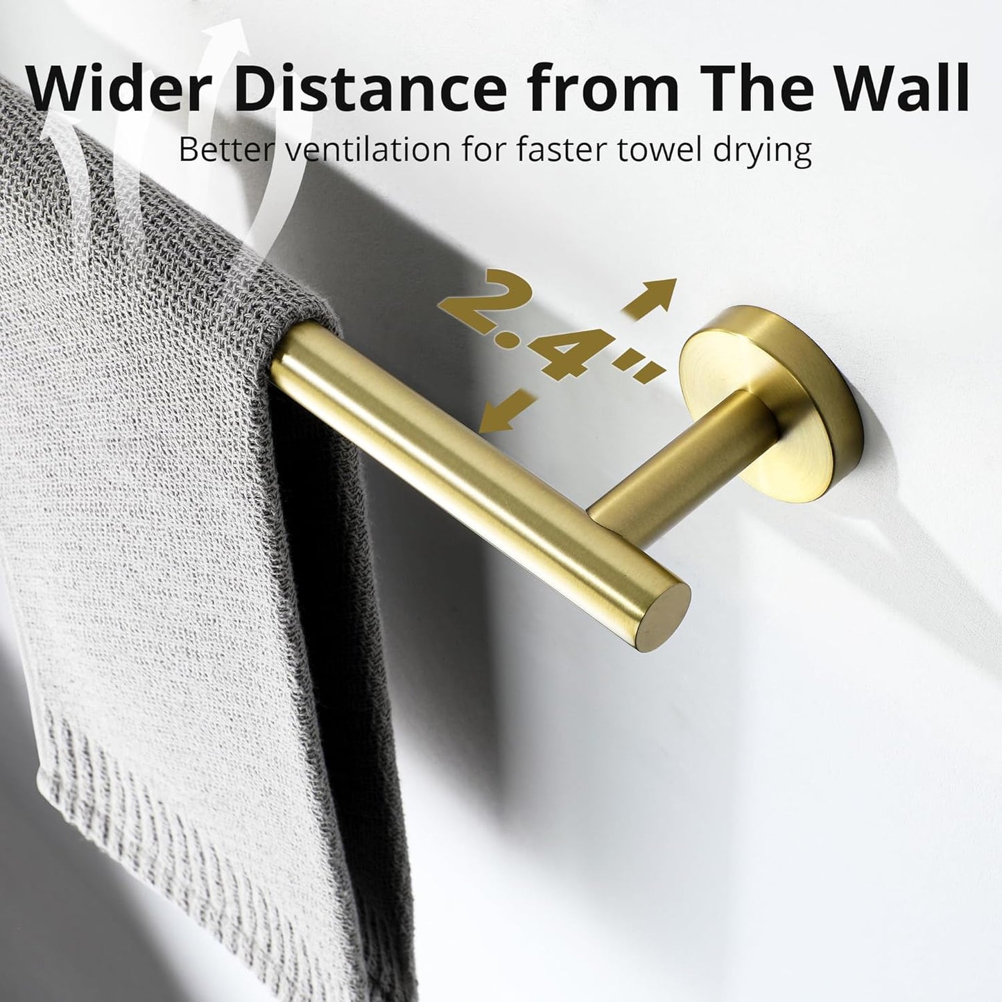 SAYAYO Towel Racks for Bathroom, 24 Inch Towel Bar Brushed Gold, Towel Rod Towel Holder Wall Mount SUS304 Stainless Steel (26 Inch Total Length)