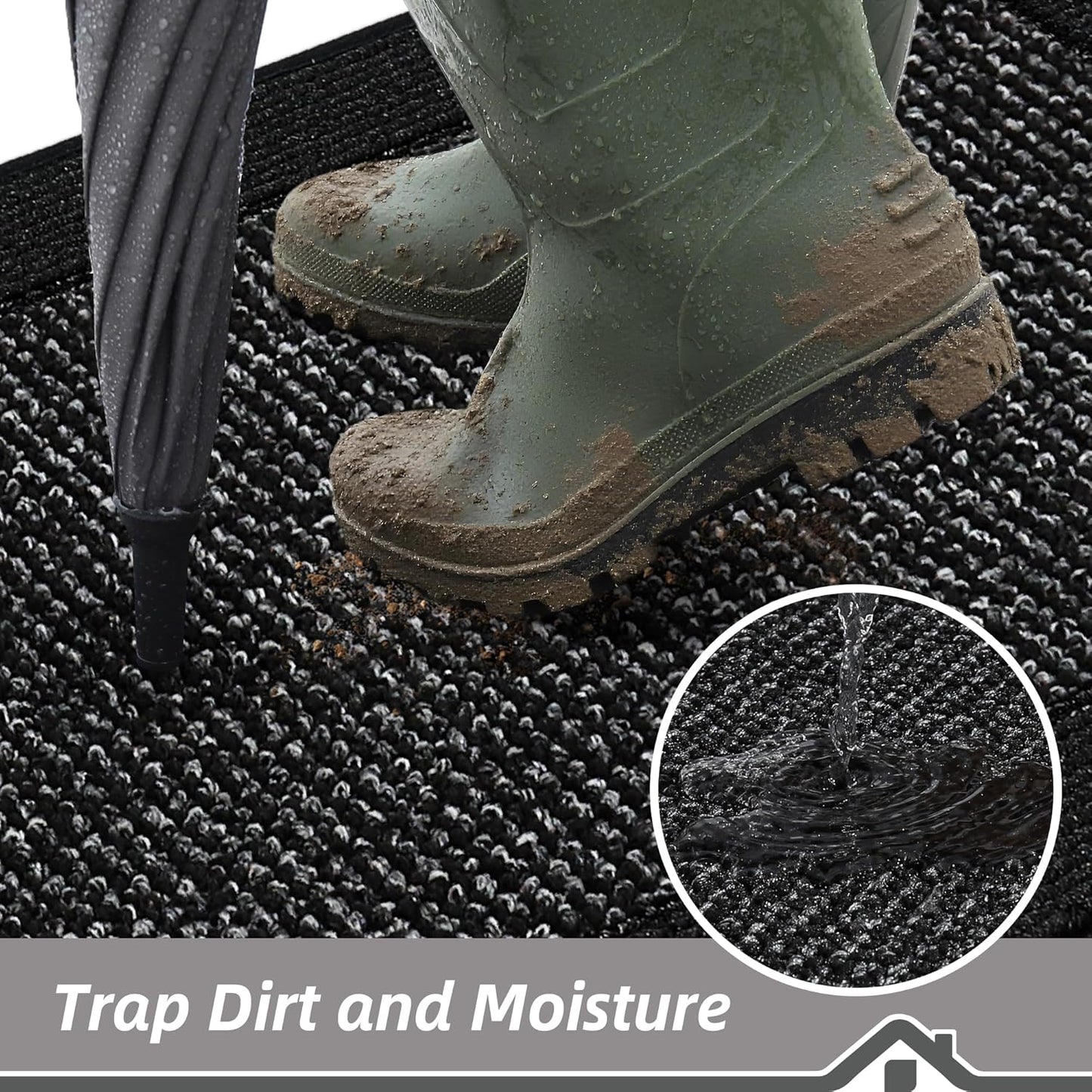 BEQHAUSE Indoor Door Mat 24" x 60", Dirt Trapper Door Mats Non-Slip Entryway Rugs Washable, Resist Dirt Absorbent Welcome Mat, Low Profile Floor Mats for Front Back Door and Entryway, Black