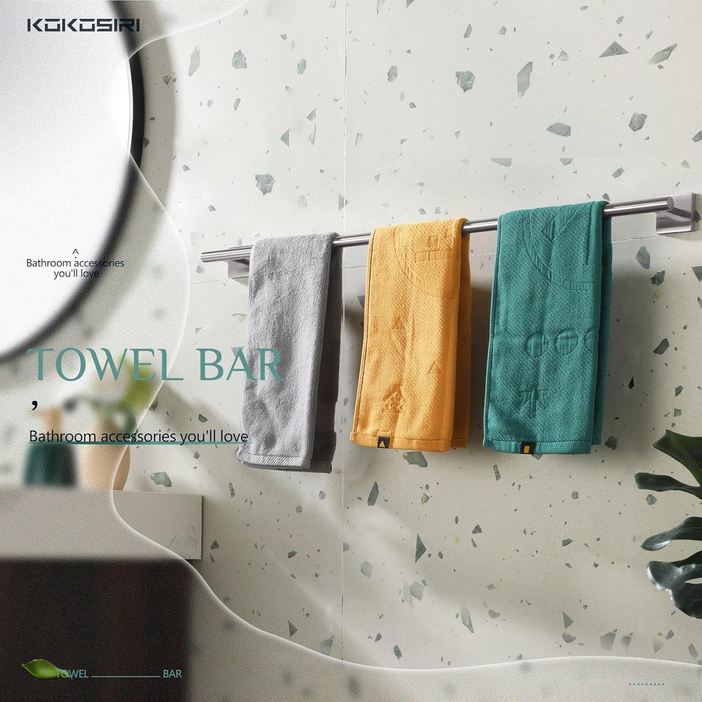KOKOSIRI Towel Holder Bathroom Accessory Towel Bar for Bath Kitchen Towels Rail 36 Inch Brushed Nickel Stainless Steel B4005BR-L36