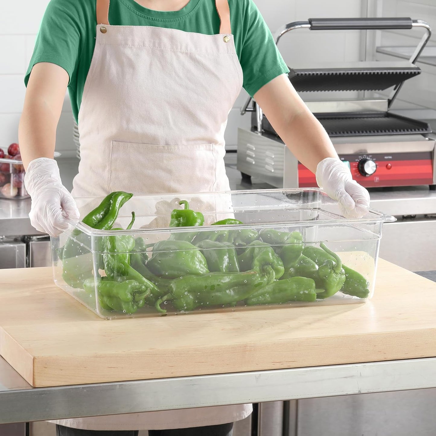 EGGKITP Full Size Clear Food Pans 6 pack 6 Inch Deep Pan Stackable Polycarbonate Food Pan for Restaurant Use BPA free freezer-safe Clear