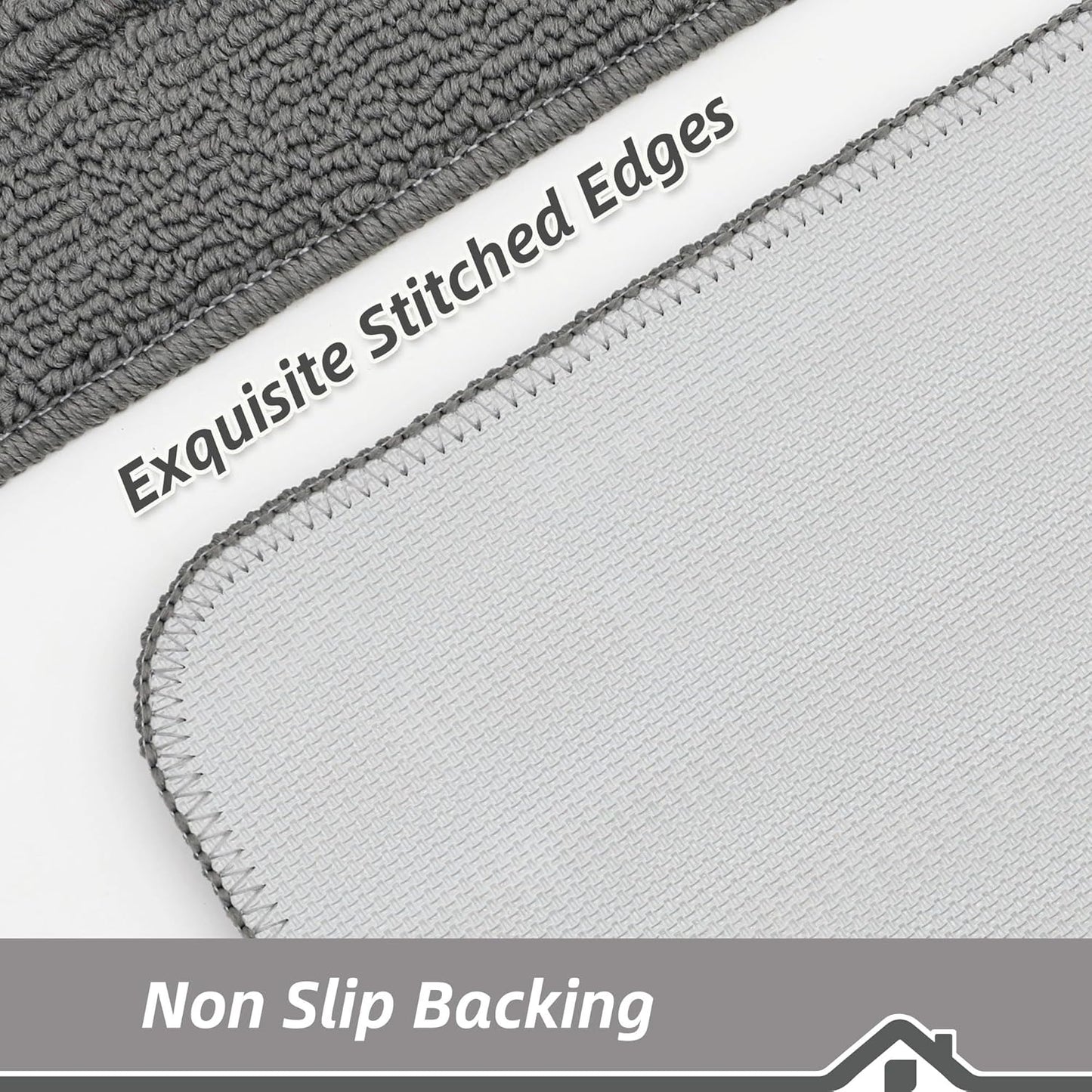 BEQHAUSE 30x18 Inch Kitchen Rug Mat Durable Kitchen Rugs Non-Slip Washable Absorbent Kitchen Mats for Floor Dirt-Resistant Semicircular Kitchen Mat (Grey)