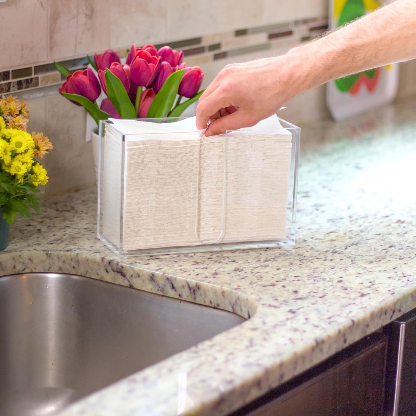 Multifold Paper Towel Dispenser Countertop(5mm-6.5" Tall) Clear Paper Towel Holder, Acrylic Folded Napkin Holder for Kitchen, Countertop C-Fold, Z-Fold, Trifold Paper Hand Towel Dispenser For Bathroom