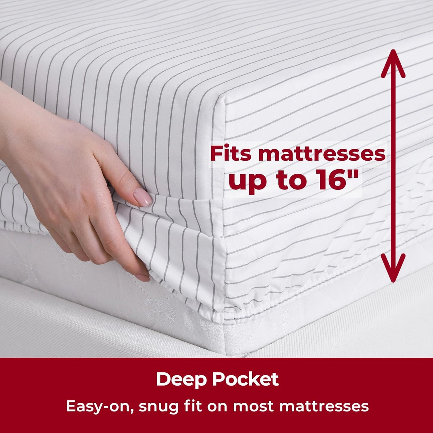 Mellanni Twin XL Sheets Set - 3 PC Iconic Collection Bedding - Hotel Luxury, Extra Soft, Cooling Bed Sheets - Wrinkle, Fade, Stain Resistant (Twin Extra Long, Pin Stripe Gray)