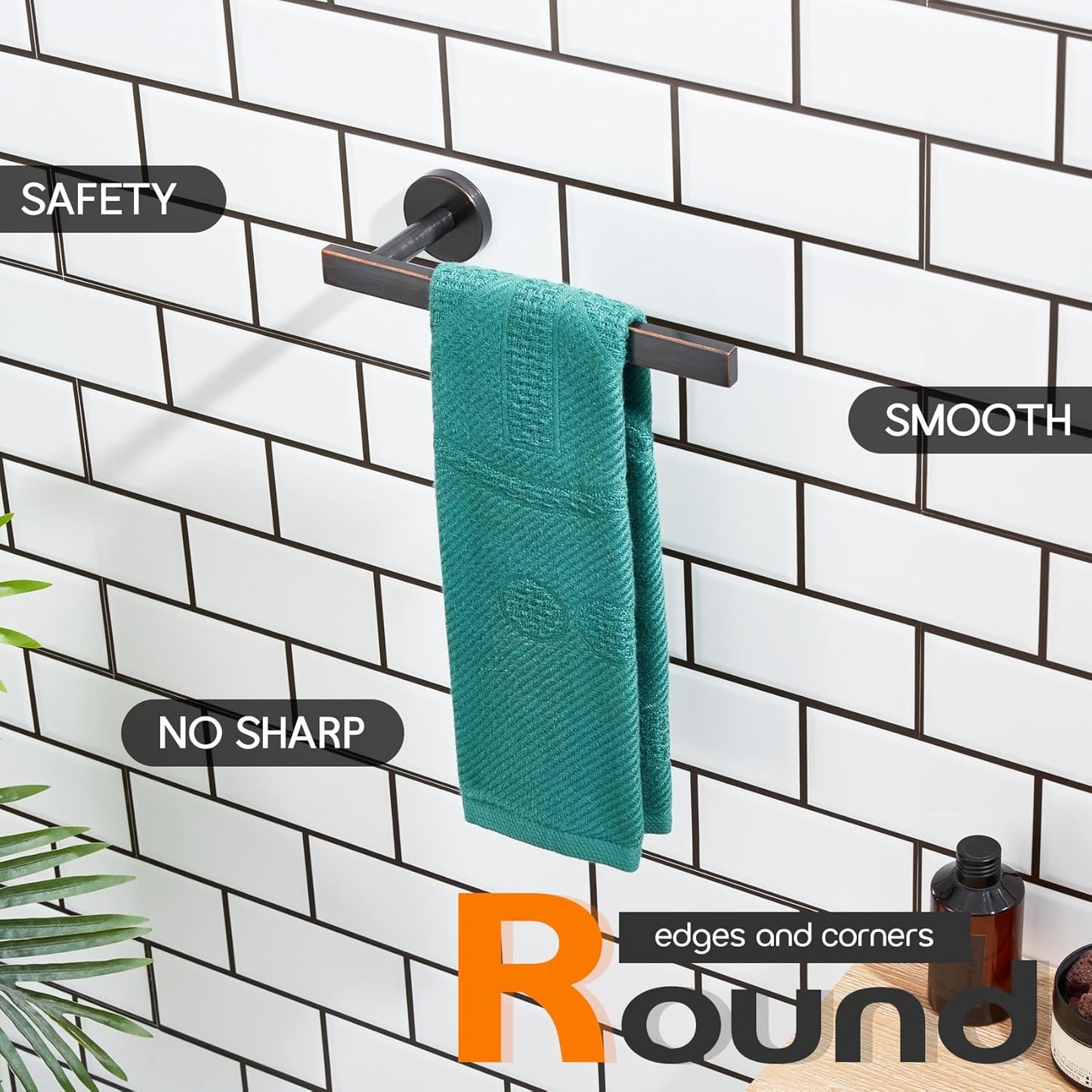 Bath Towel Rings Bathroom Towel Holder Modern Small Hand Towel Bars 2 Pack Stainless Steel Wall Mounted Oil Rubbed Bronze AN3001ORB-P2