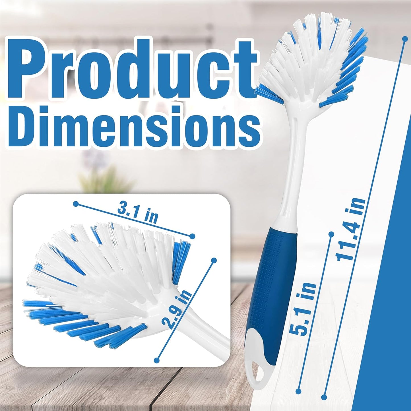 PHYEX 2-Pack Dish Brushes with Scraper, Durable Nylon Bristles Kitchen Scrub Brush, Dish Scrubber with Handle for Pans, Sink, Bathroom